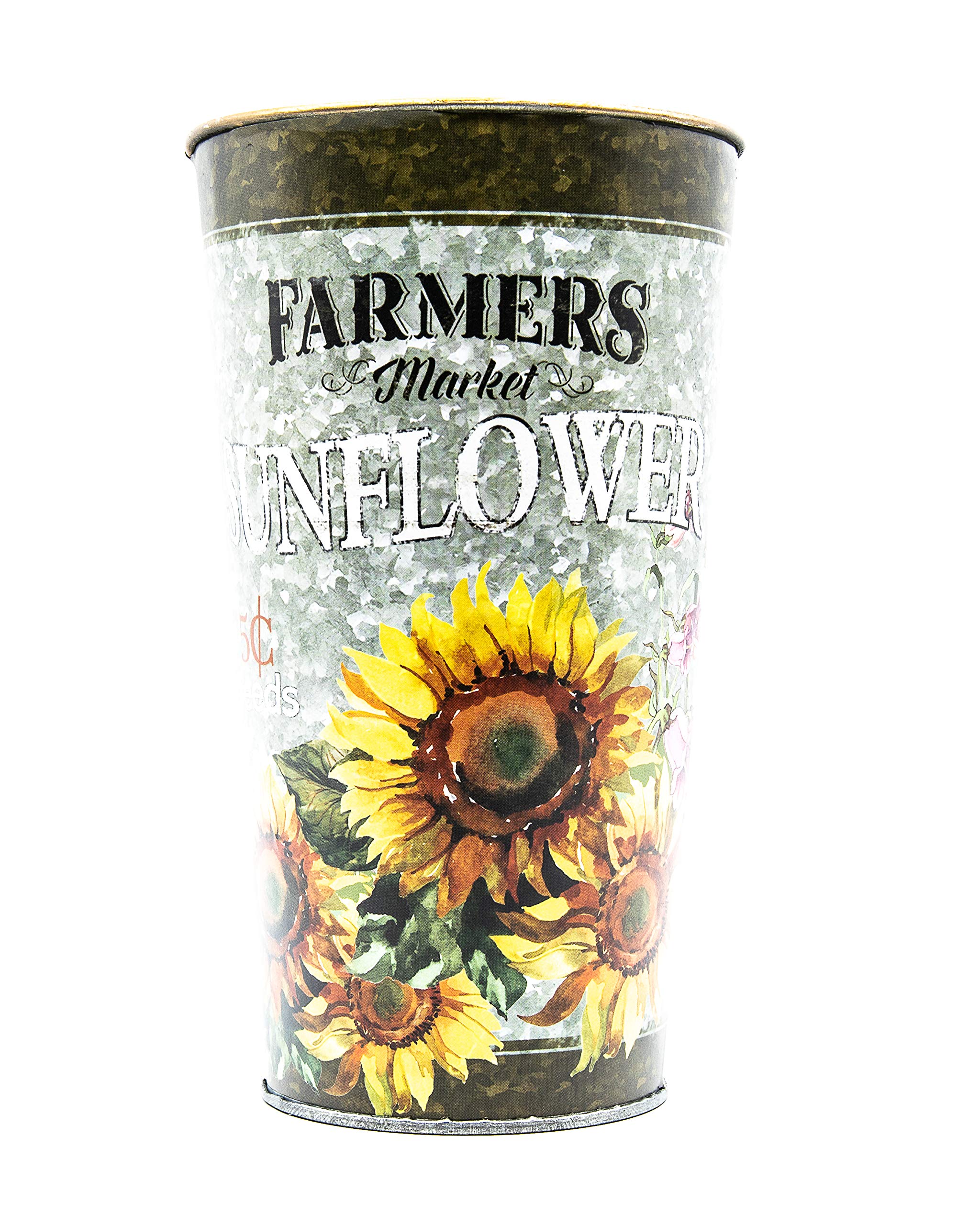 Hills ImportsParks One Metal Farmers Market Pail: “Farmers Market Sunflowers” - Rustic Decor - Shabby Chic - One Metal Farmers Market Pail: “Farmers Market Sunflowers”