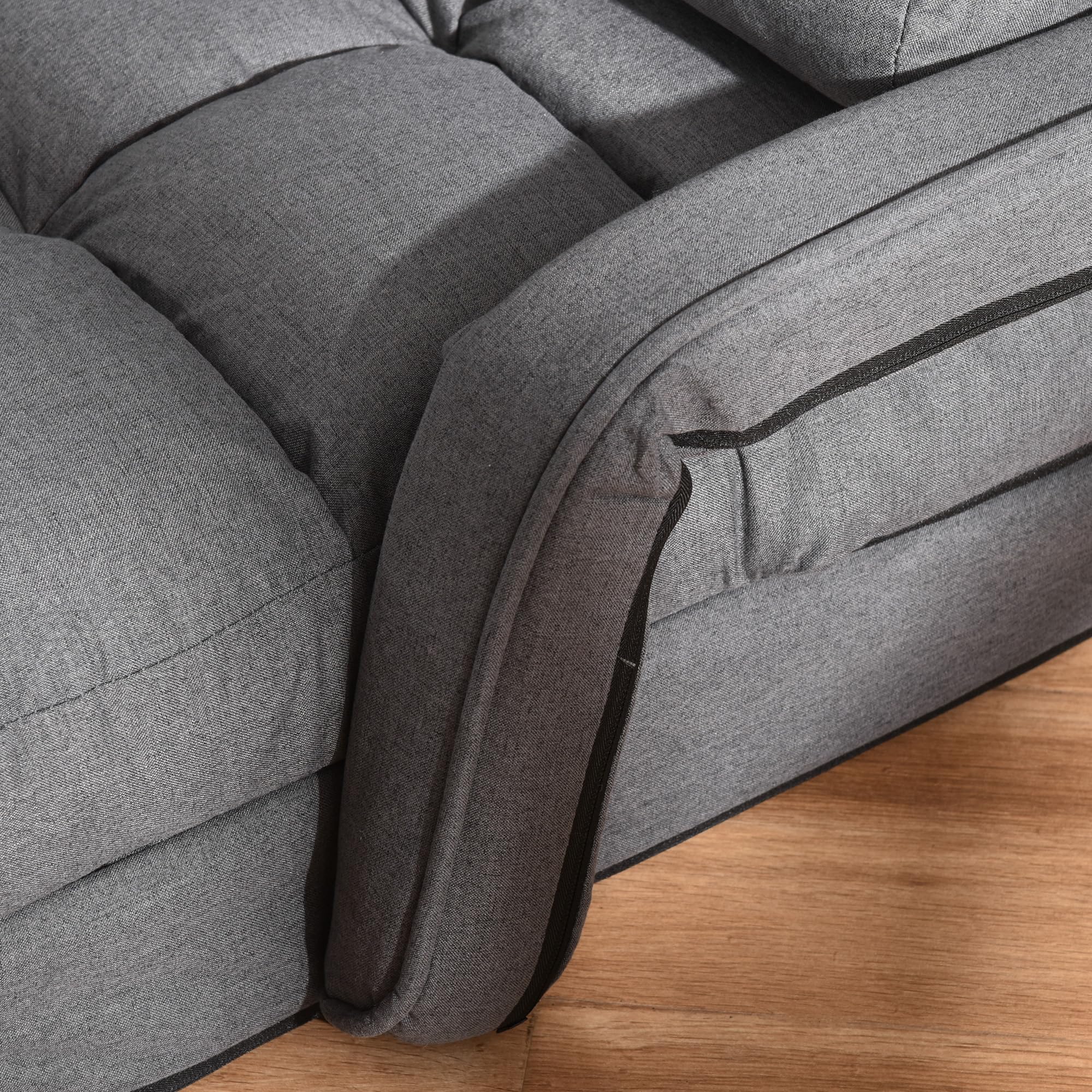 HOMCOM Bodenstuhl Bodensessel mit 5-Fach Verstellbarer Rückenlehne, Lendenkissen, Schlafsessel Bodensofa Gepolstert Lazy Sofa für Wohnzimmer Gaming & Lesen Dunkelgrau