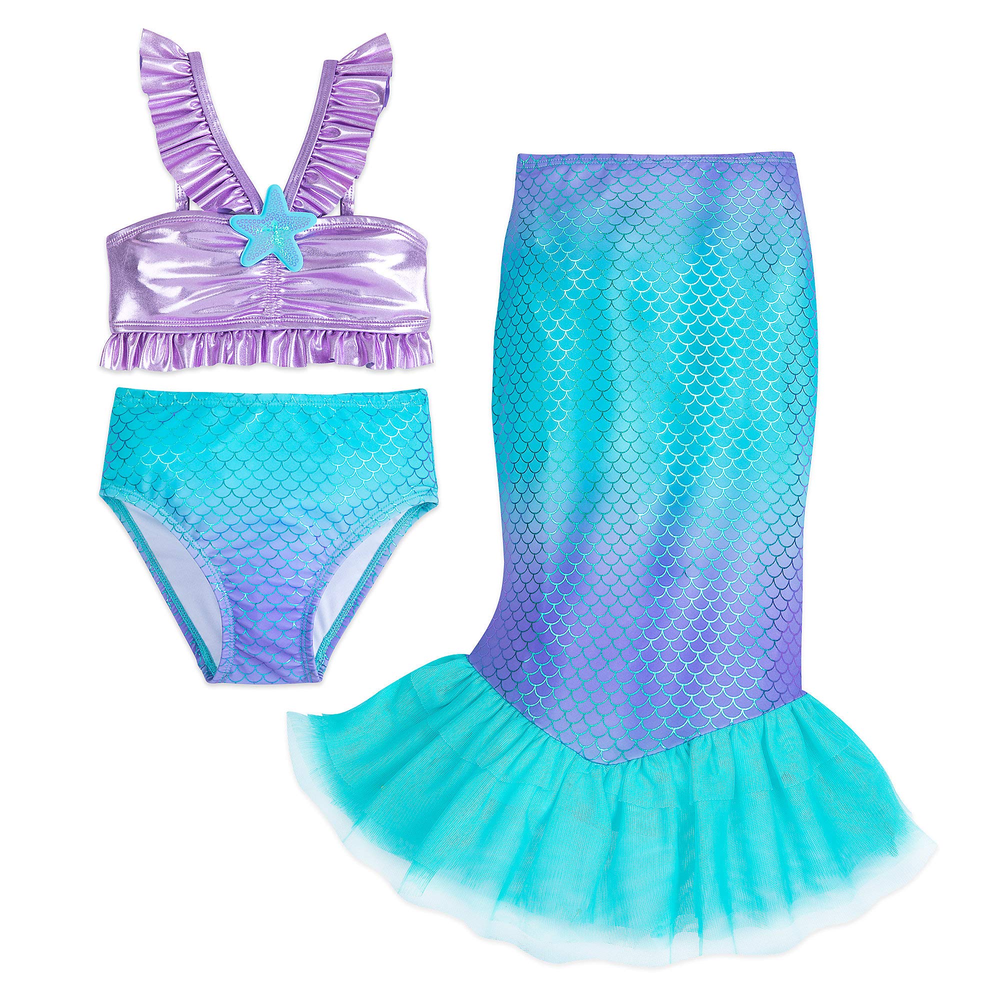 Disney Ariel Deluxe Swimsuit Set for Girls- Size 9/10
