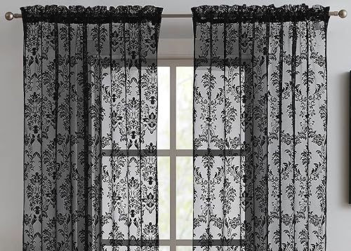 Miniatura 8 de LinenZone Cenefa de cocina de encaje. Tratamiento de ventana de encaje para cocina o ventana pequeña. La cenefa de encaje se puede combinar con