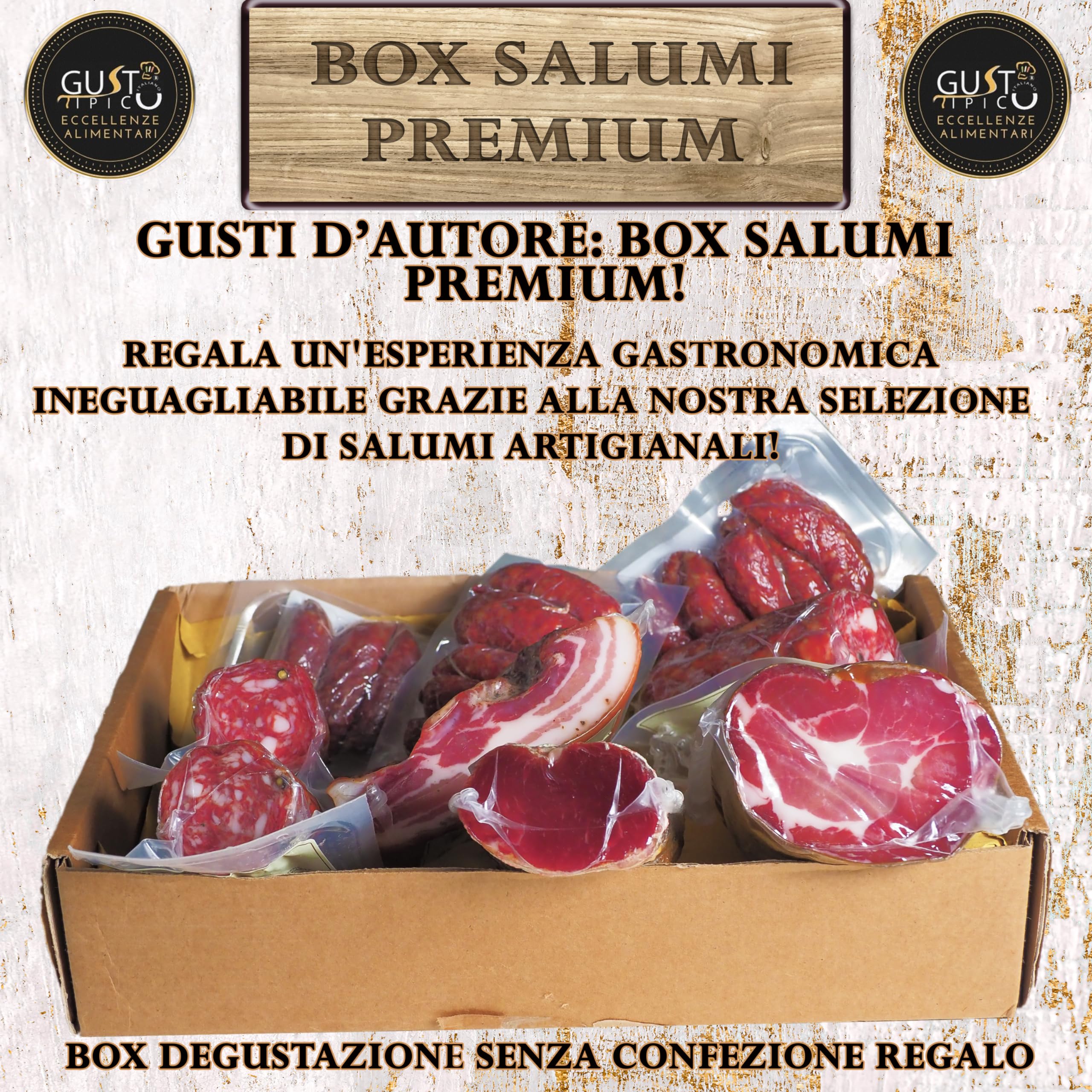 Gusto Tipico Italiano Cesta Salumi | Cesti Salumi Artigianali | Cesta Natale, Cesti Natalizi Alimentari Salumi | Cesto Natale Salumi, Cesta Regalo Natale (PREMIUM - COMPLETA)