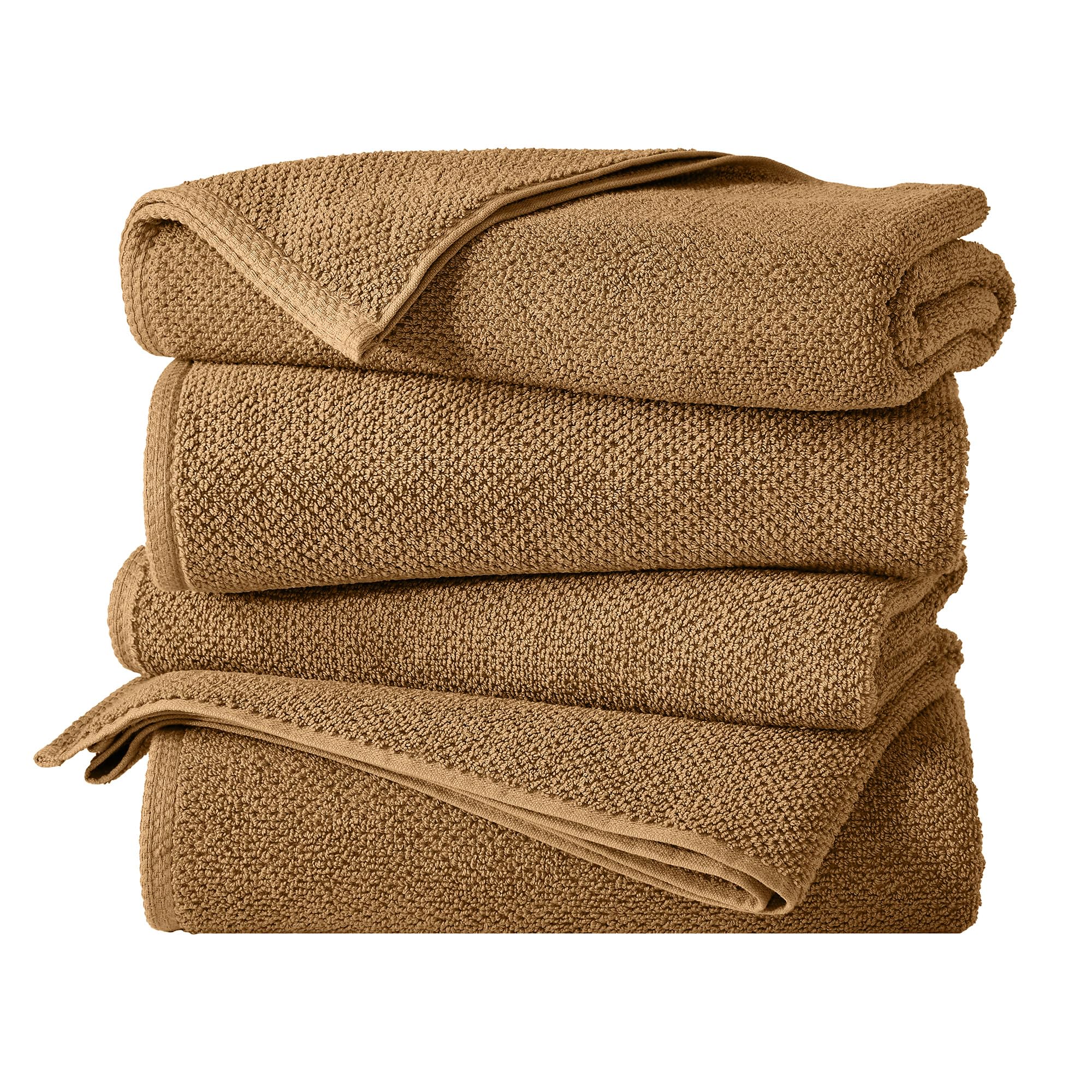 Great Bay Home 100% Cotton 4 Pack 54x27 Bath Towel Set - Absorbent, Quick-Drying, Durable Towels for Bathroom Decor - Low-Twist, Two-Ply Fibers (Mocha