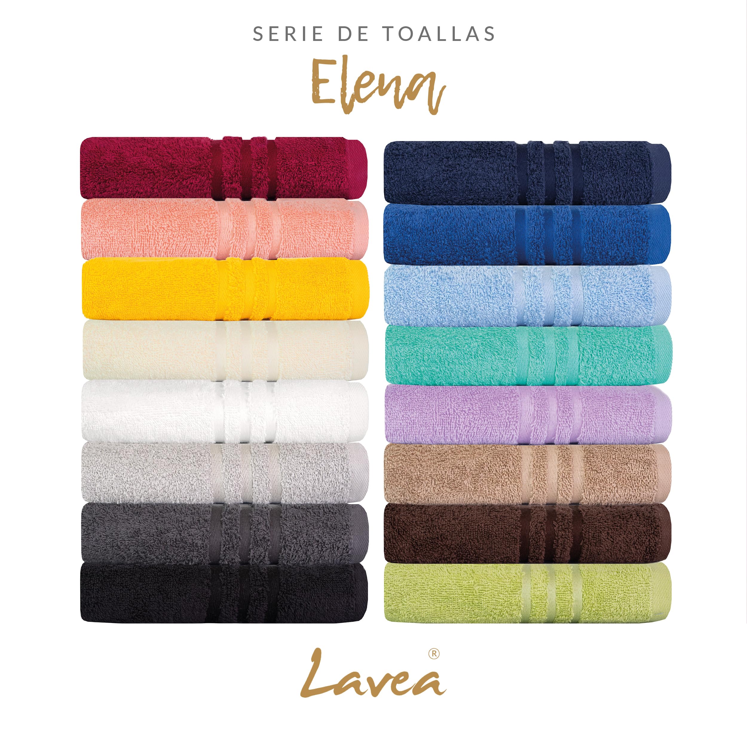 Lavea® Juego de 20 Guantes de Baño 15x21 cm de Rizo 100% Algodón - Suaves y Absorbentes – Manopla de Baño con Gancho para Casa, Hotel y SPA - Amarillo Colza