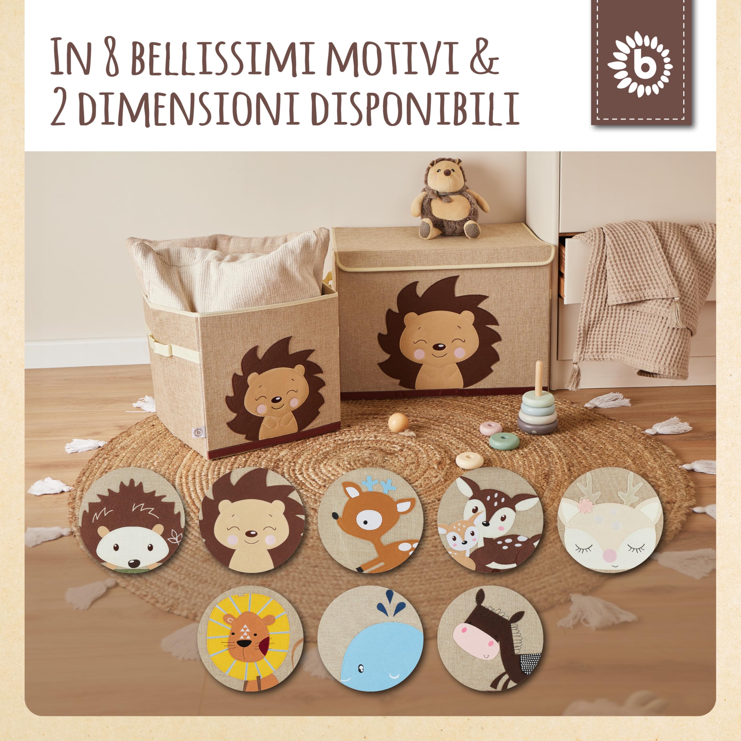 BIECO Scatola portaoggetti pieghevole 65 l 36 x 36 x 51 cm con coperchio