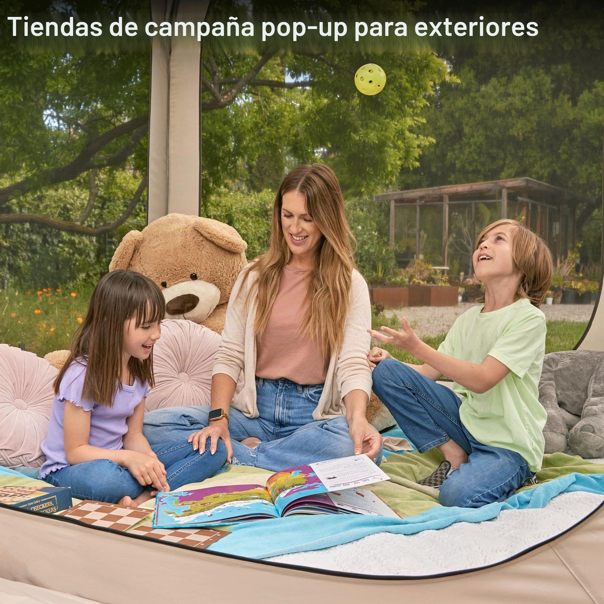 EAST OAK Carpa Plegable 1,7×1,7M para Exteriores, Pergolas de Jardin para 2-3 personas, Pop-up Carpas para Camping, Protección UPF 50+, Ventilación 360°, Anti Mosquitos, con Bolsa de Transporte, Beige