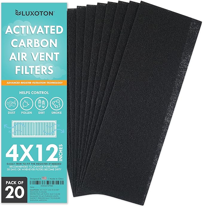Activated Carbon Air Vent Filters for Home 20 Pieces 4" x 12" Floor