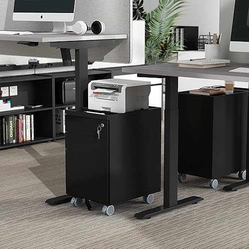 Miniatura 2 de Archivador vertical con 3 cajones con bloqueo, totalmente montado, excepto ruedas, archivador vertical con ruedas para documentos legalescartaA4 (3