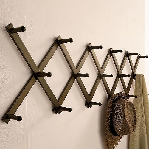 Miniatura 3 de SKOLOO Perchero de pared para sombreros con 17 ganchos, de madera maciza, moderno, expandible, para abrigos, sombreros, bolsos, gorras de béisbol,