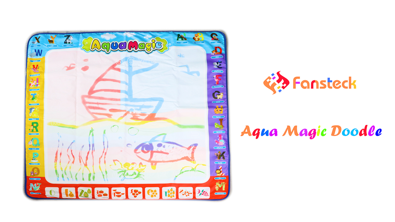 Fansteck Water Doodle, groot formaat 100 * 100 tekenmat met 3 waterborstels, tekenblokken, patronen, afdichtingen… - Image 8