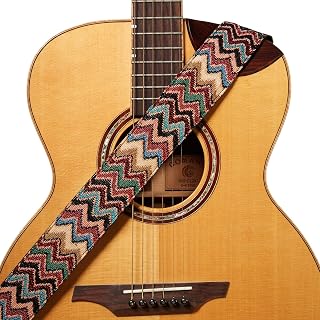 Amumu Chevron Jacquard Guitar Strap Multi-Color for Acoustic Guitar Electric Guitar and Bass Guitar include Strap Blocks & Headstock Tie