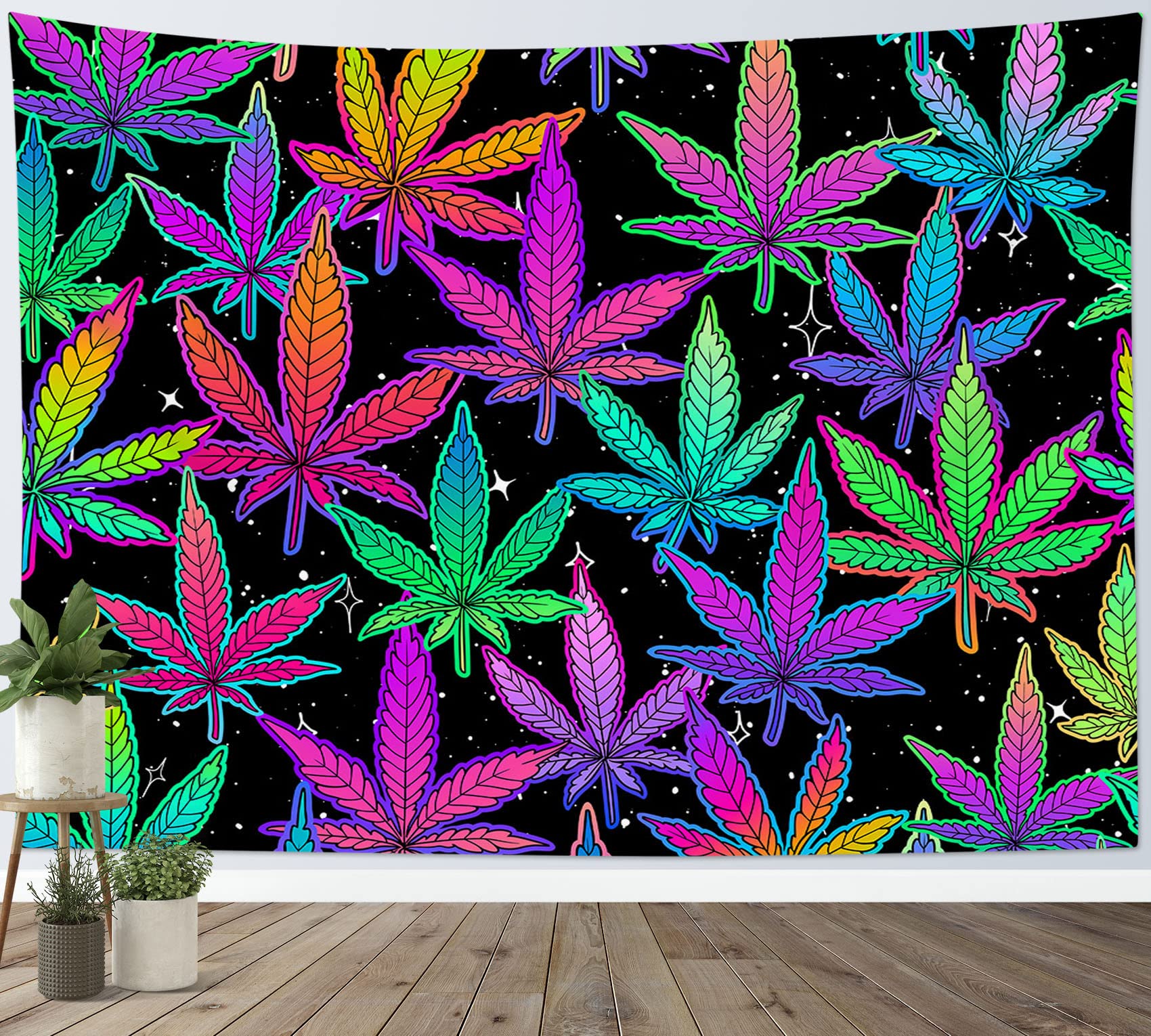 Wandteppich Trippy Tropical‑Foliage Teal Wandtuch Wohnheim XL