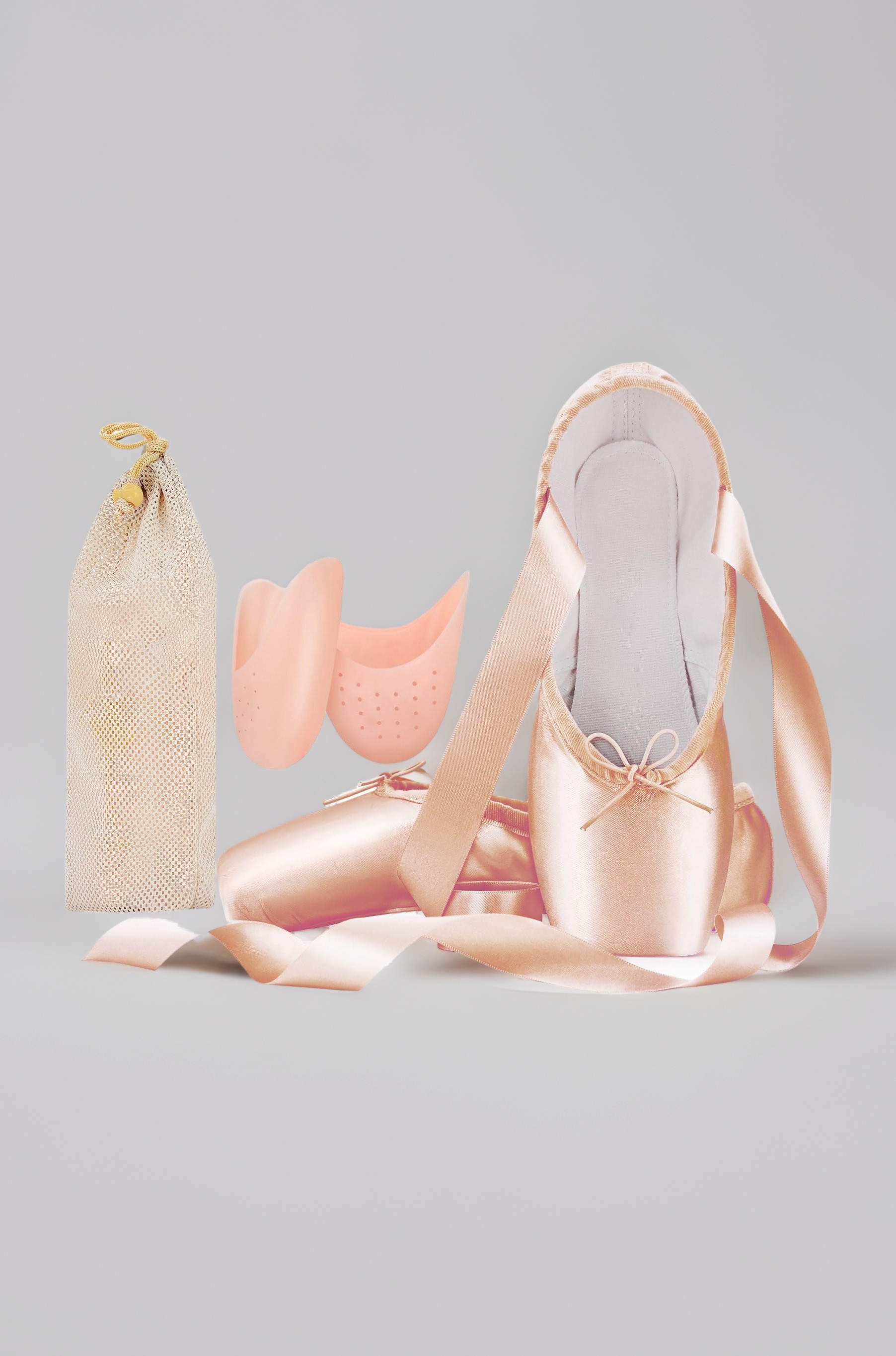 Adult Ballet Pointe Shoes for Girls Women with Toe Pads and Mesh Bag, Pink, 7