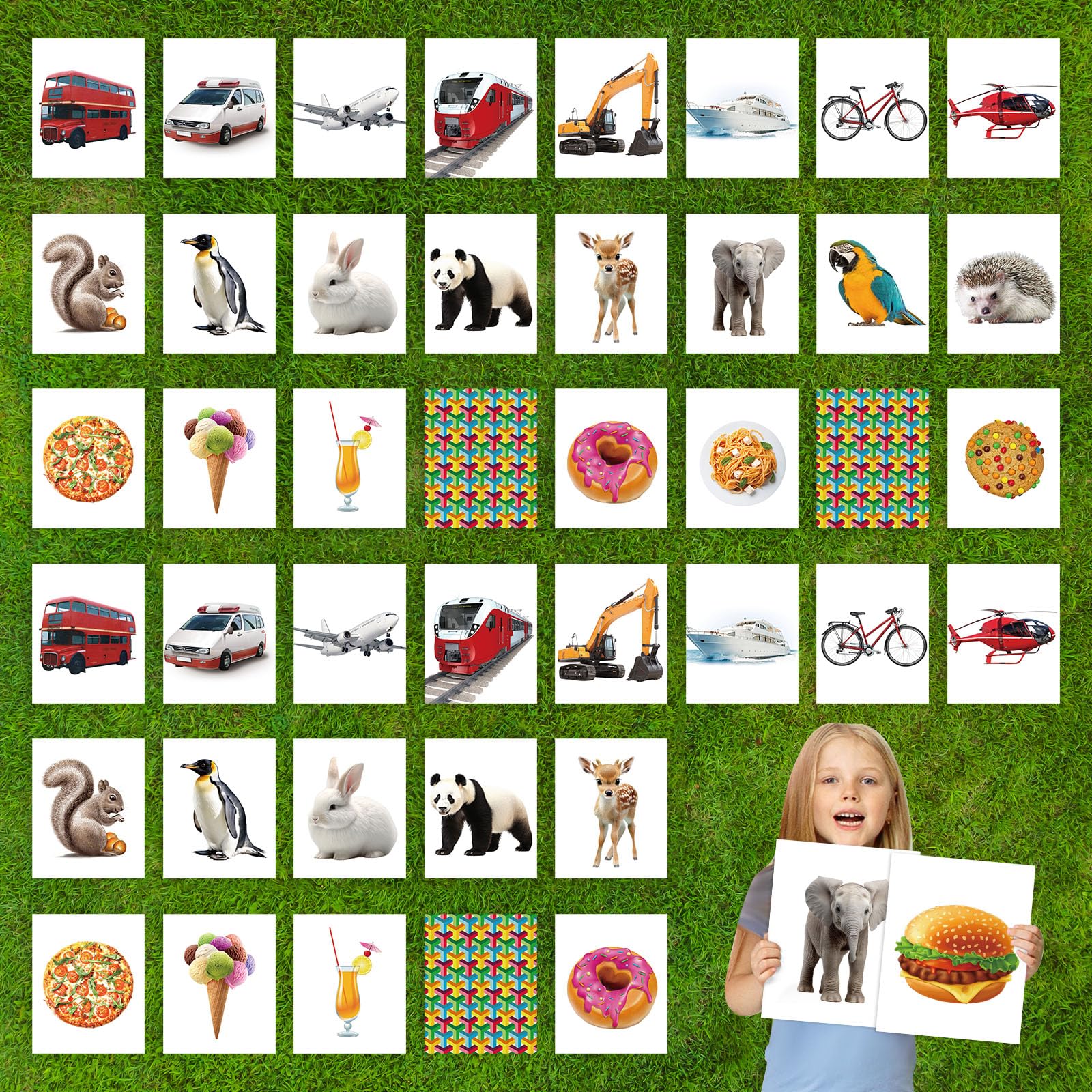 JellyArch Giant Memory Game for Kids Memory Matching Game 48 Pcs Educational Flash Cards 24 Pairs Matching Cards for Preschool Pre K Kindergarten Classroom Educational and Learning Activities