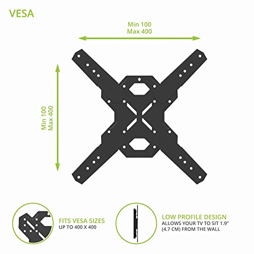 Kanto Ps400Sg Stainless Steel Outdoor Full Motion Tv Mount For 30" To 70" Tvs Up To 88 Lb | Stainless Steel Arms | Integrated Cable Management | Low Profile | 27.6" Extension | Black #TOP1