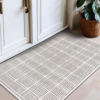 Rugshop Marbella Bohemian Stripes Washable Non Slip Area Rug 2' x 4' Beige