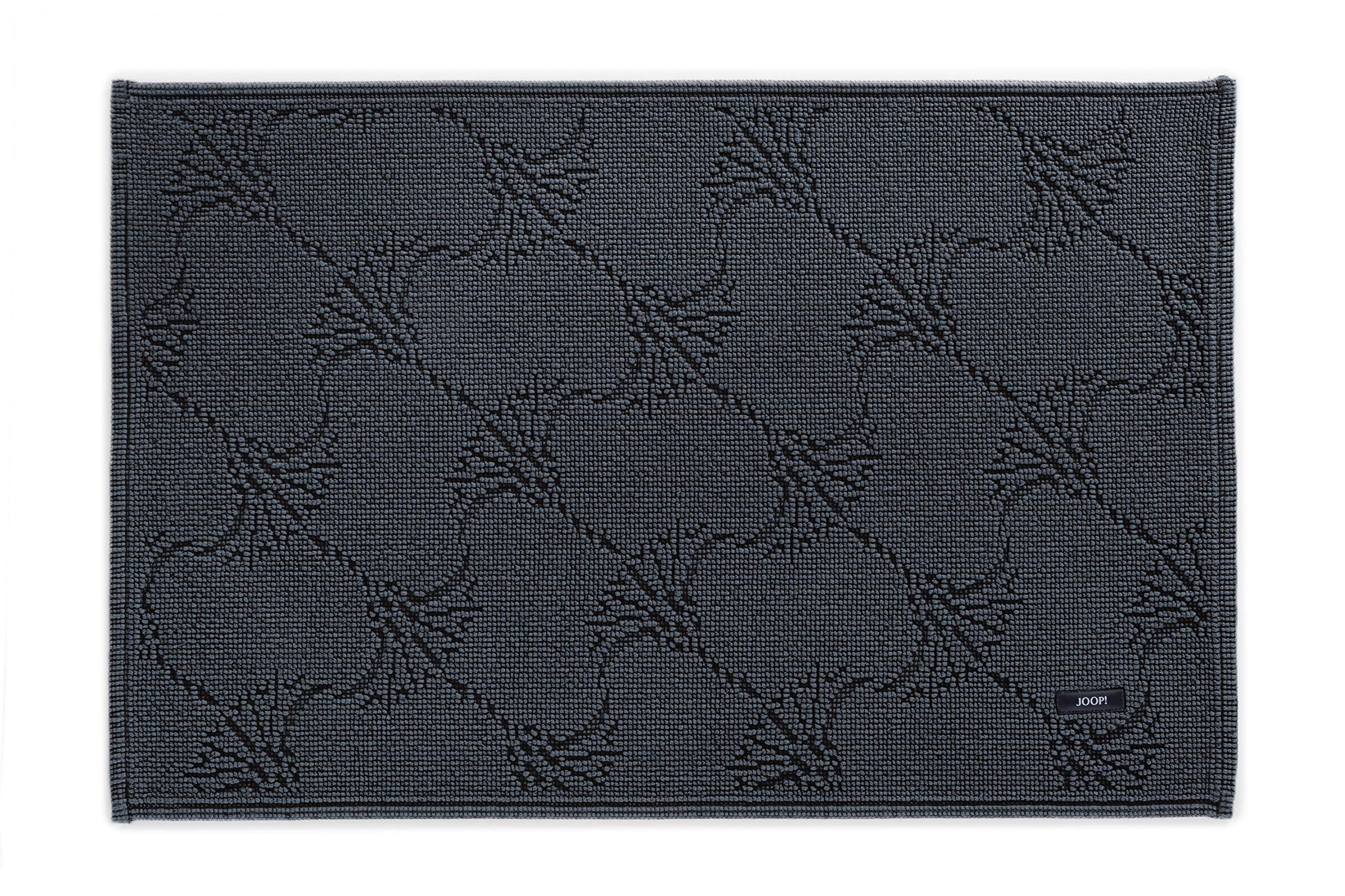 Joop! 085 - Tapis de bain design New Cornflower, Coton, anthracite, 50 x 70 cm