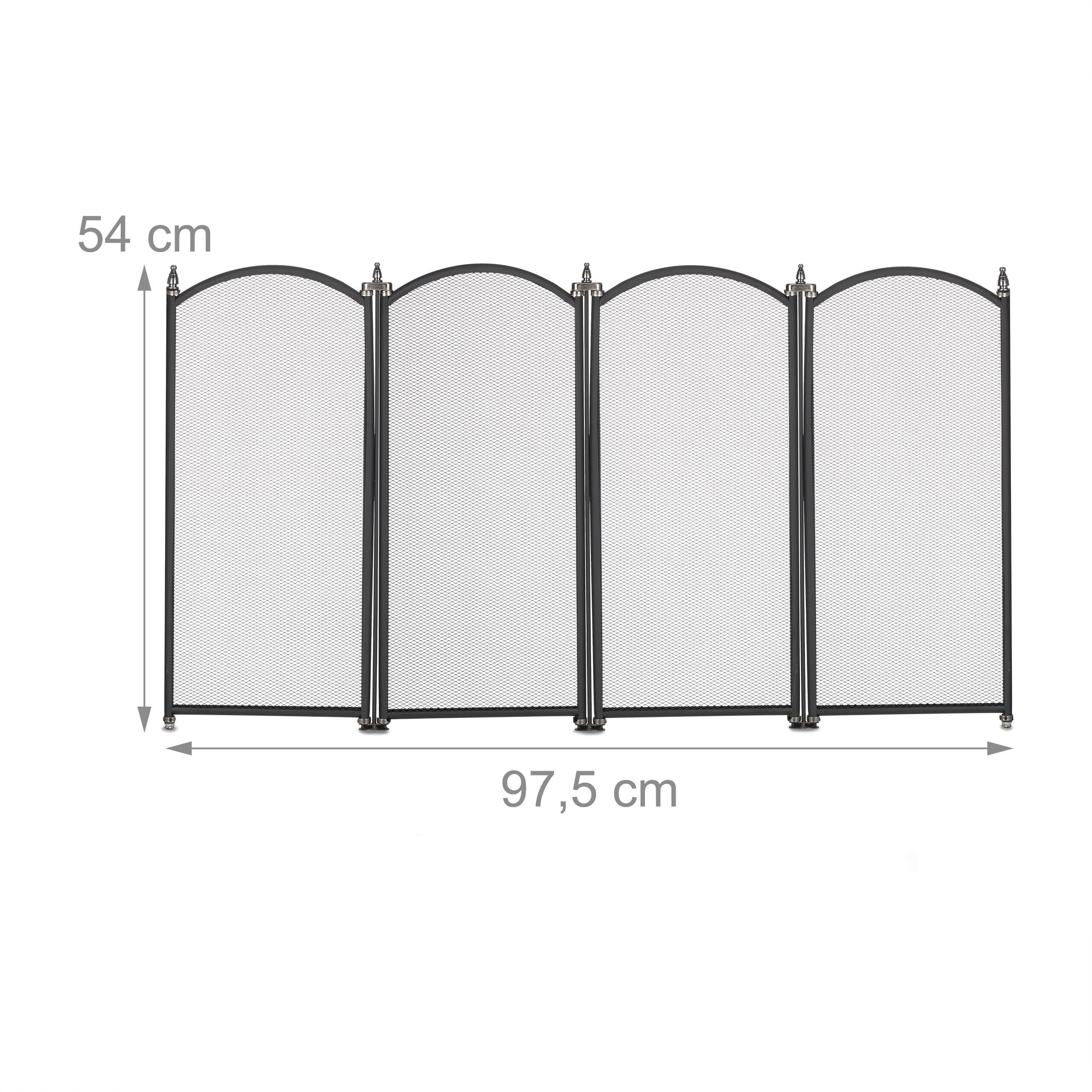 Relaxdays Funkenschutzgitter, 4 teiliges Gitter gegen Funkenflug, Kamin Funkenschutz, HxB: 54x97,5 cm, Metall, schwarz