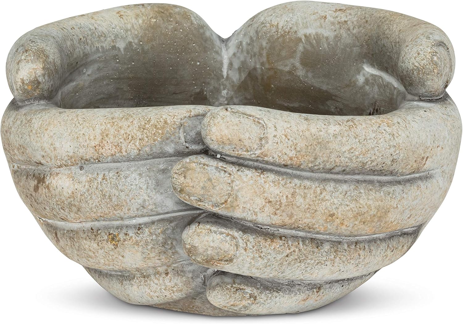 Abbott Collection Small Cupping Hands Cement Planter-3" H