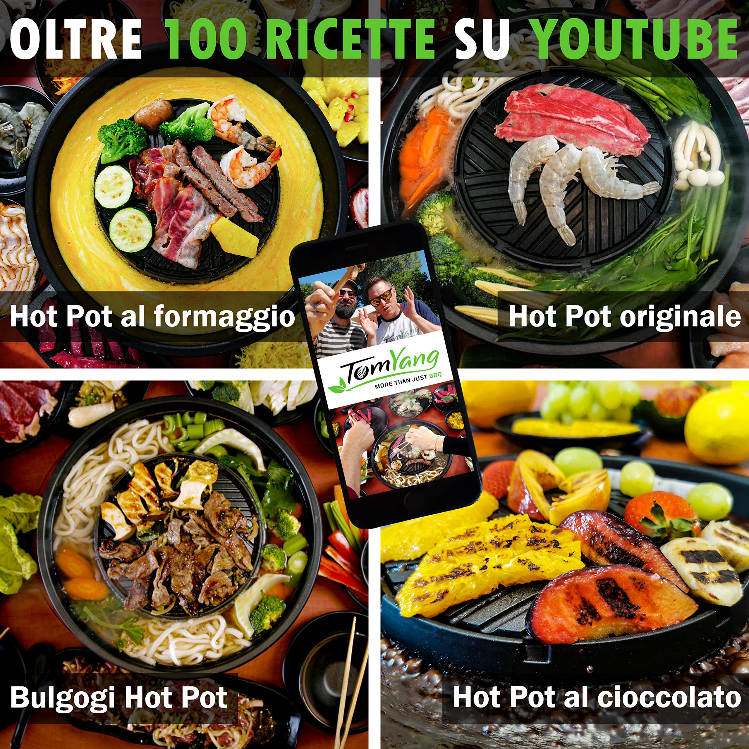 TomYang Hot Pot – Il Grill Thailandese Originale, Progettato in Germania, Rivestimento Antiaderente Svizzero, oltre 100 Video Tutorial e Ricette. Korean BBQ, Hotpot, Pentola Mookata Thai Hot Pot