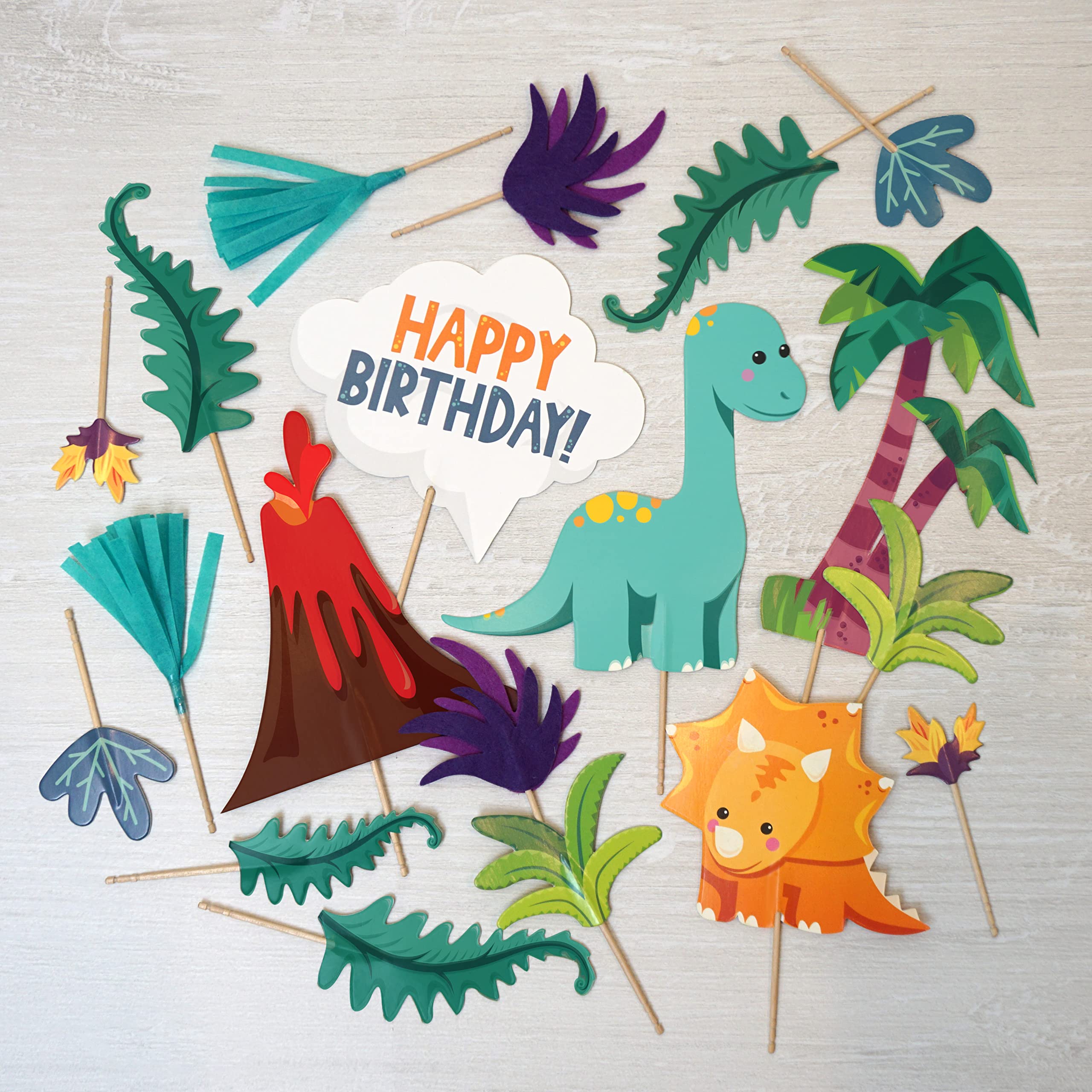 Girl Dinosaurs In Party Hats Cupcake Toppers 12 Count For