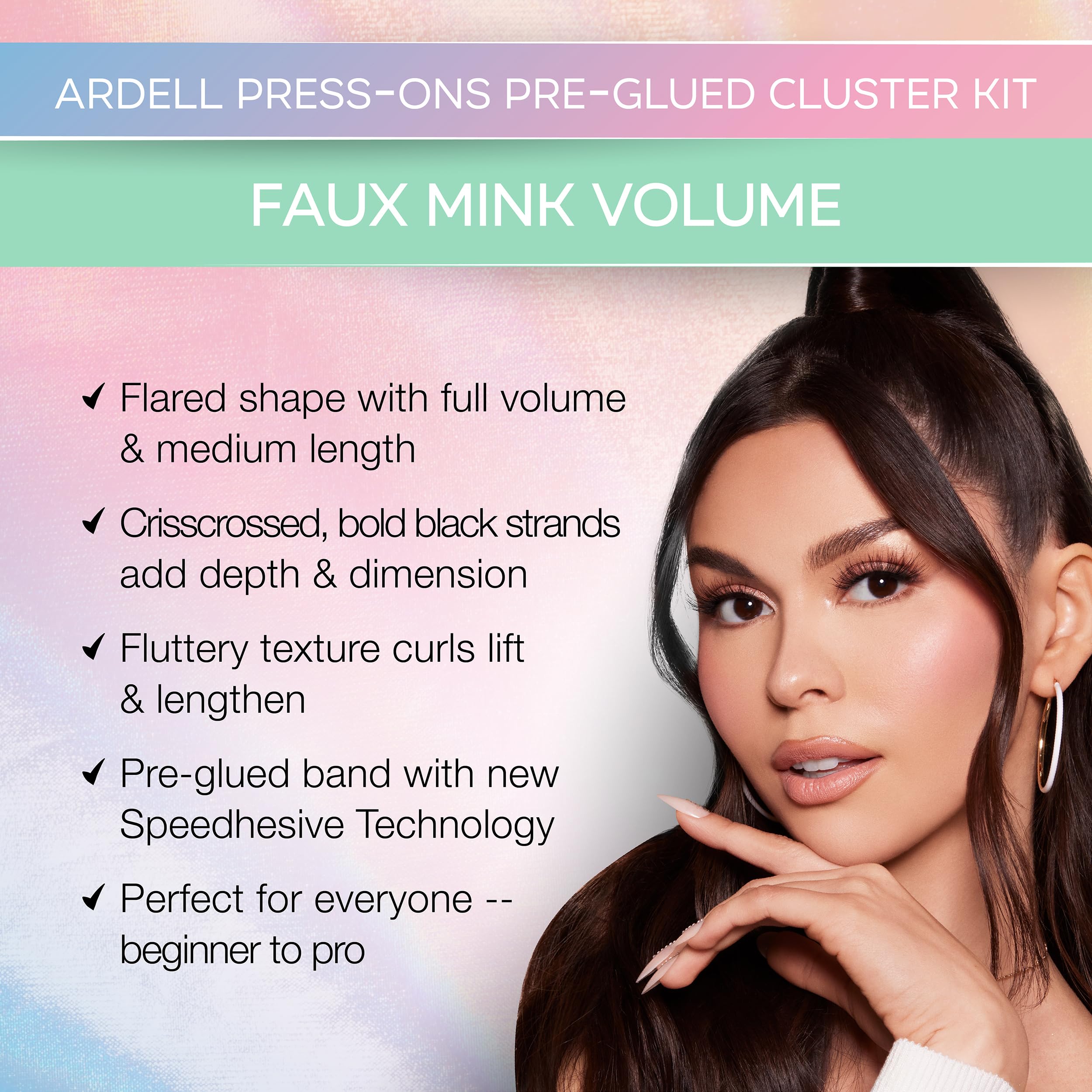 Ardell Press On Pre-Glued Underlash Eyelash Extensions, Faux Mink Volume Cluster Lashes Kit - Image 2