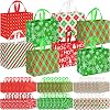 48 Pcs Large Christmas Gift Bags Tote Bags with Handle Christmas Non Woven Gift Bags Christmas Bags Reusable Santa Claus Snowman Totes Bags for Xmas Event Party 12.6 x 9.8 x 6.7 Inch Multi Pattern