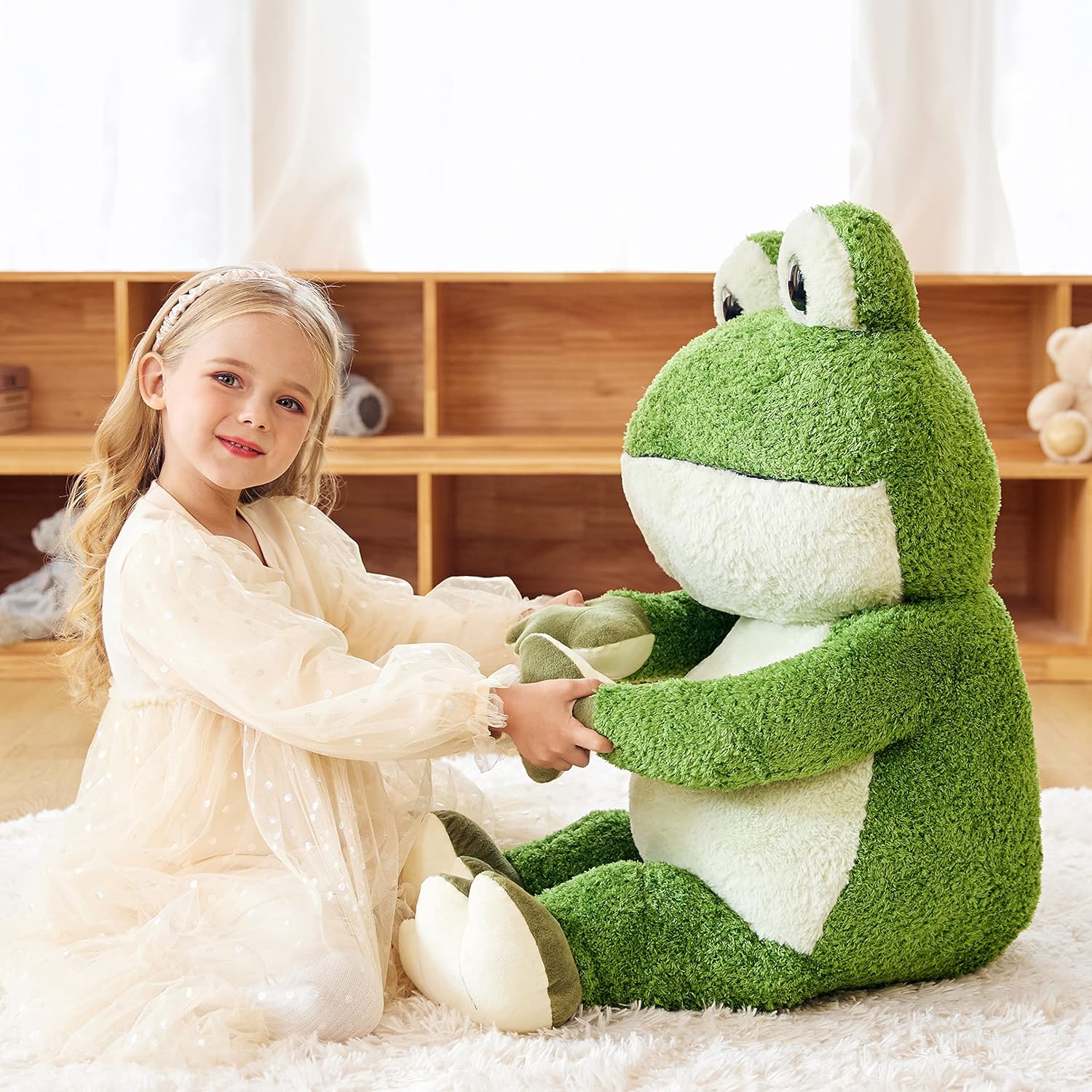 EARTHSOUND Giant Frog Stuffed Animal Plush Toy,30 inches Large Jumbo Cute Soft Toys,Big Size Huge Oversized Fat Plushie,Gifts for Kids Girls Boys Girlfriend
