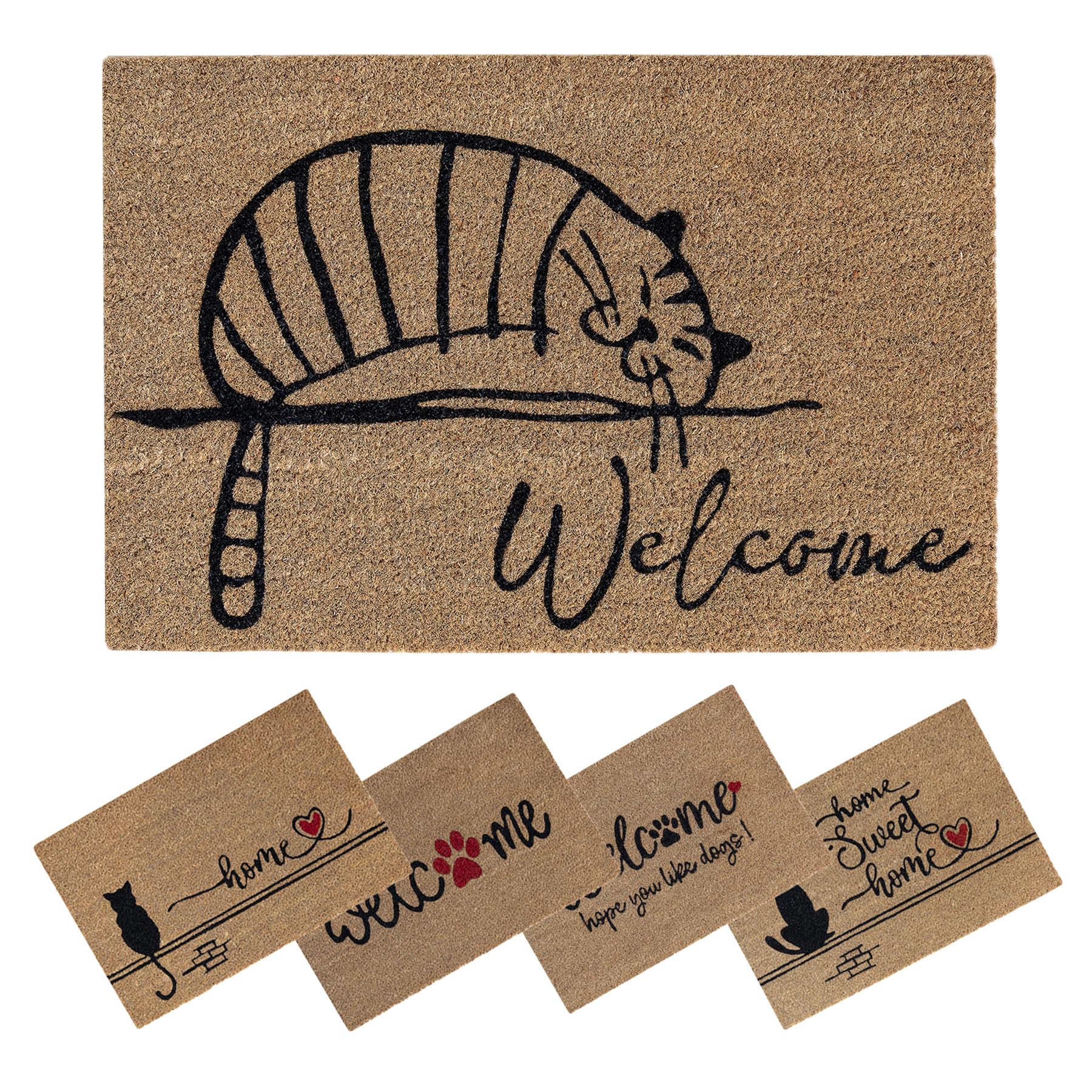 ED Black Cat Door At Non-Slip Natural Coir Indoor & Outdoor Welcoe - View #5