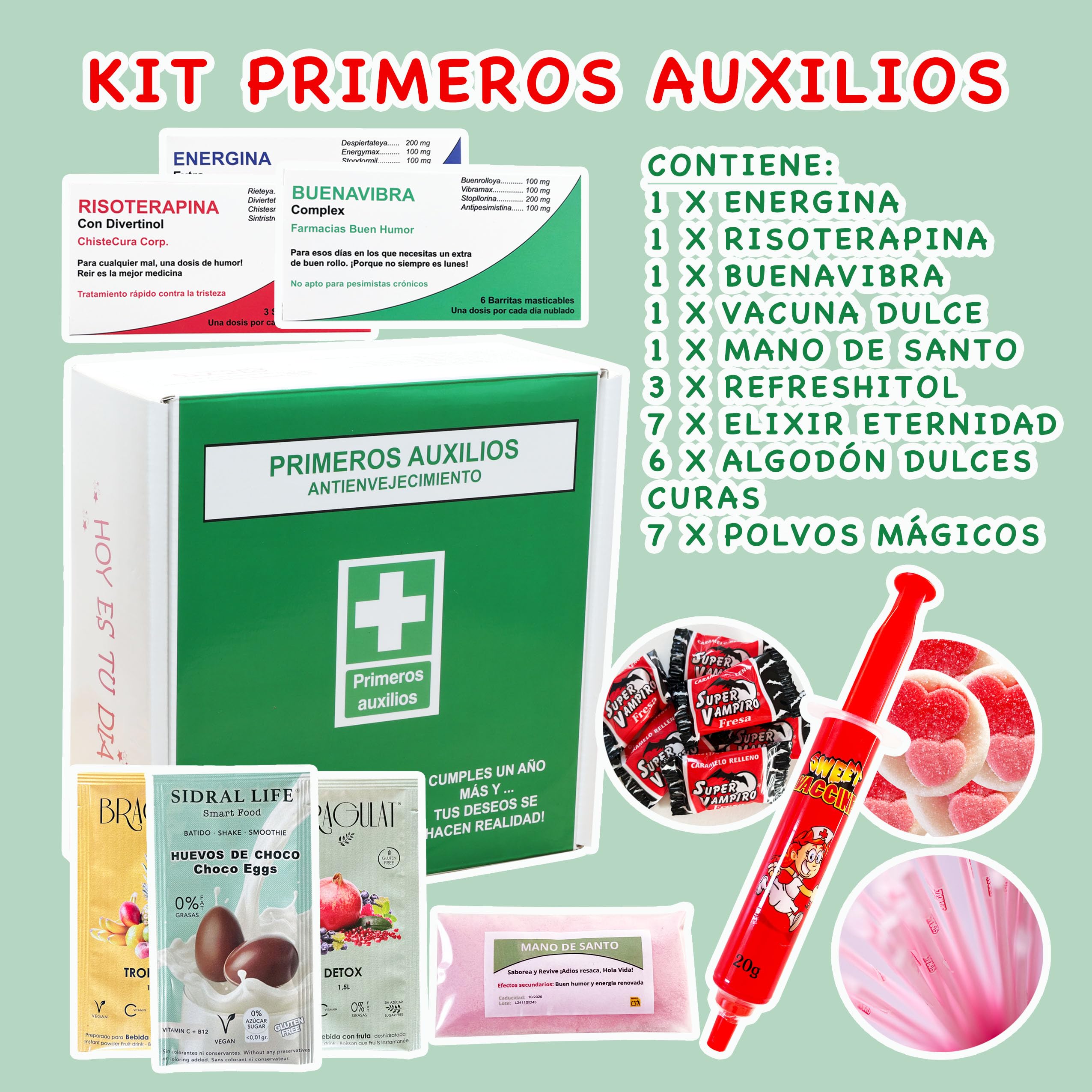 Regalo Original Kit de Primeros Auxilios de Chuches – Caja de Golosinas Divertidas para Cumpleaños, Halloween o Amigo Invisible