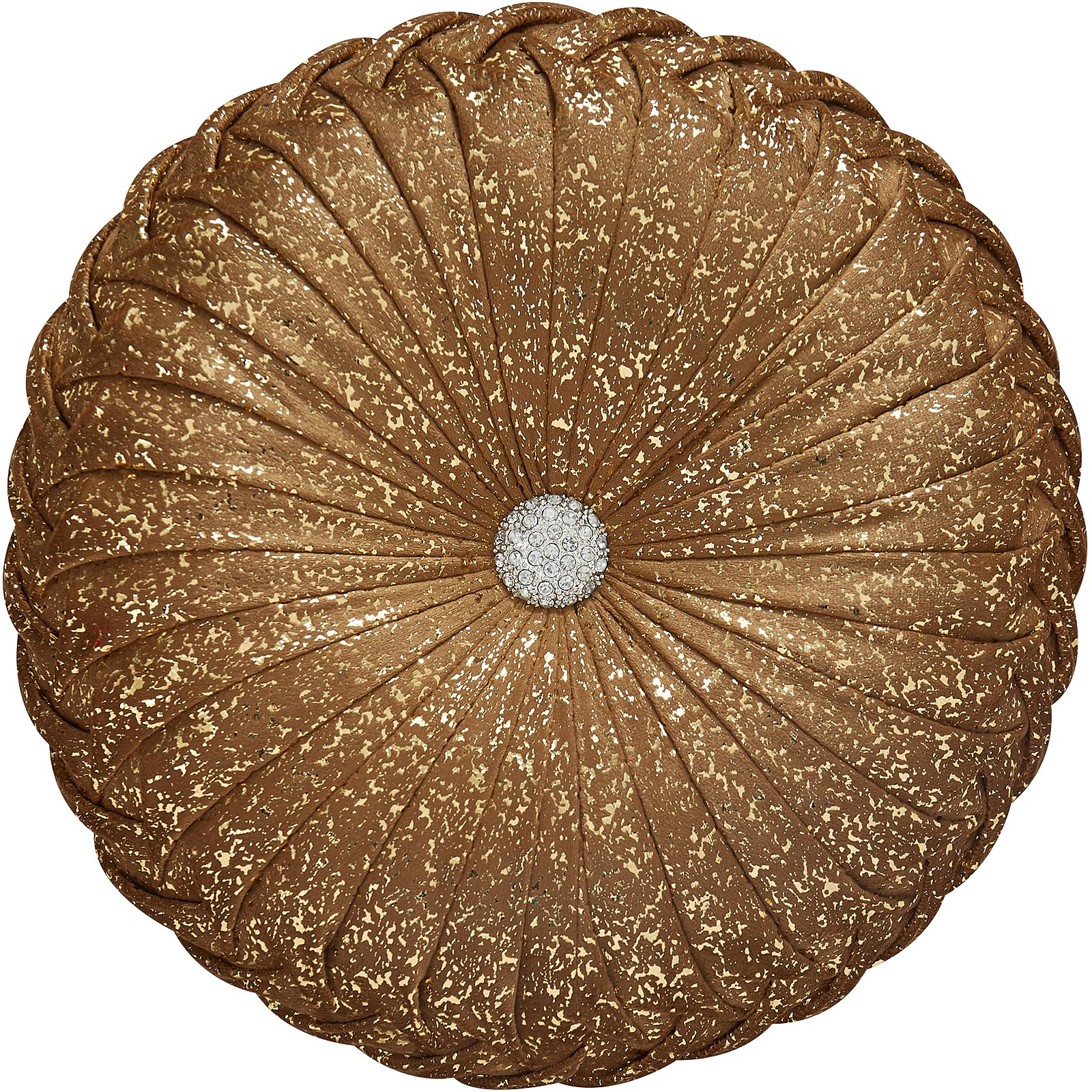 EUCIOR Round Throw Pillows,Brown Throw Pillows,Gold and Brown Decorative Pillow,Pumpkin Pleated Handmade Round Velvet Decorative Pillow for Sofa
