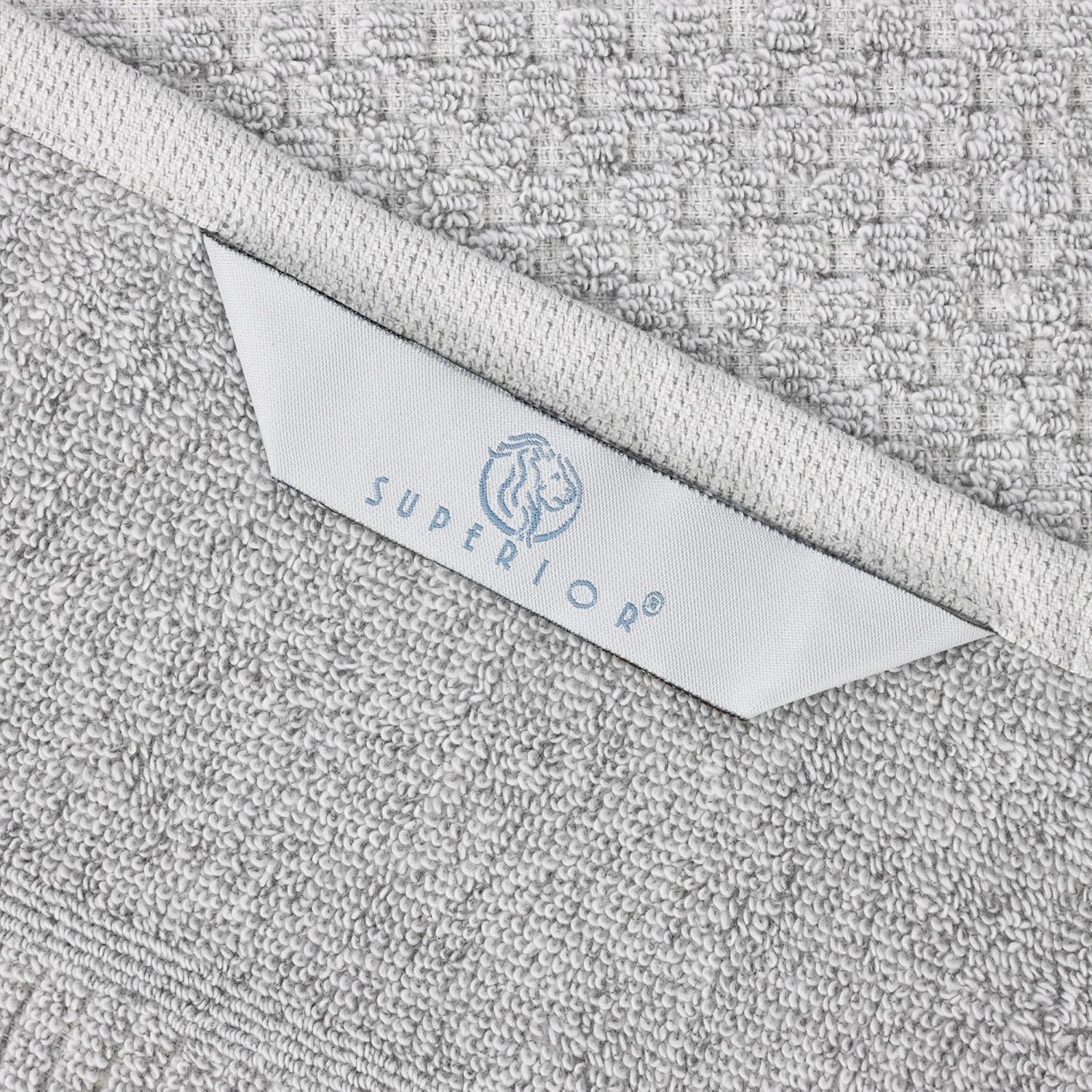 Superior Naples Viscose Cotton Blend Medium Weight Towels, for Bathroom, Shower, Spa, Plush, Quick Dry, Ultra-Soft Towels, Bath Essentials, Ribbed Design, 6 Piece Assorted Towel Set, Platinum