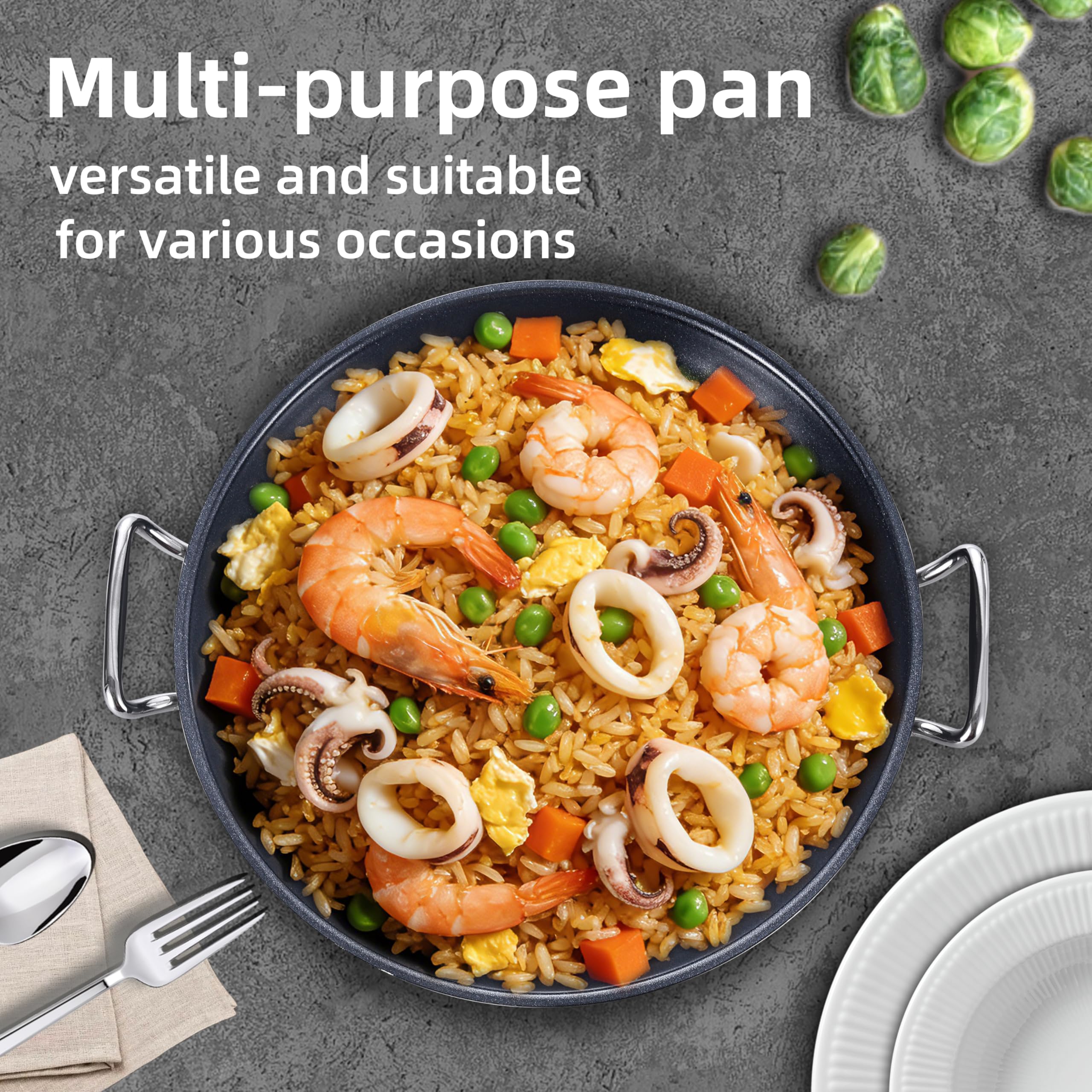 LOLYKITCH Paella Pan - 16 Inch Nonstick -8