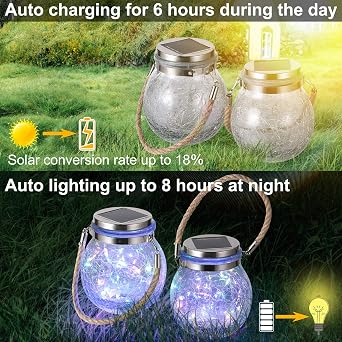 Solar Hanging Lanterns, 2 Pack, Colors