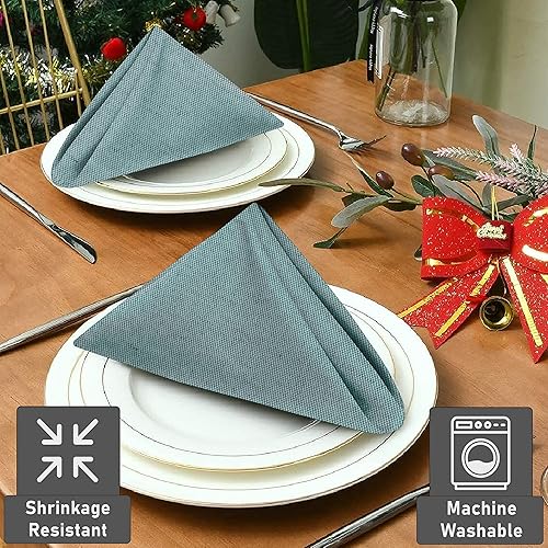 Miniatura 6 de Ruvanti Juego de 6 servilletas de tela reutilizables de 18 x 18 pulgadas, lavables, suaves y duraderas, servilletas de tela de polialgodón para