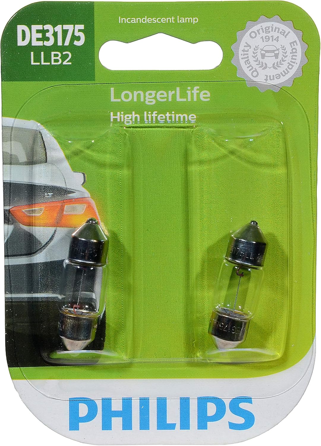 Philips Automotive Lighting DE3175 LongerLife Miniature Bulb, 2 Pack (DE3175LLB2)