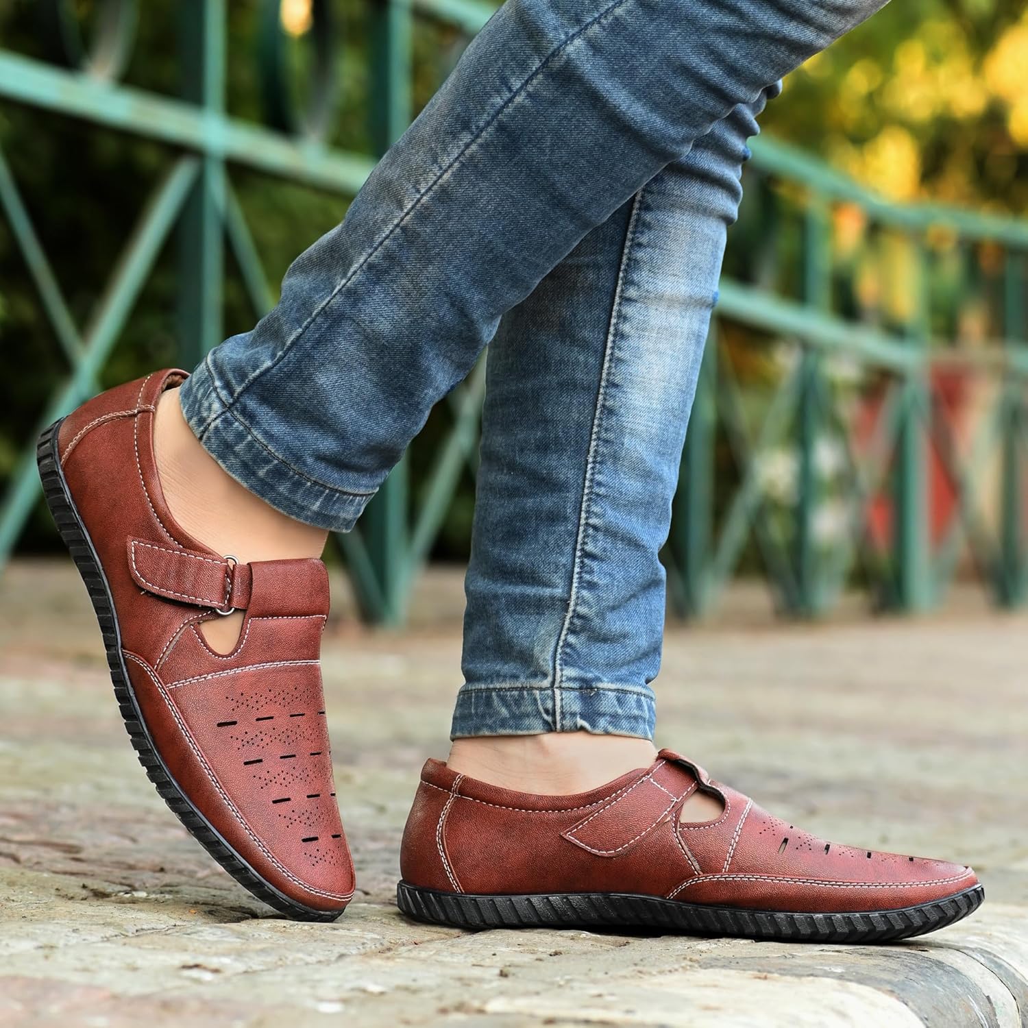 Centrino Men’s Sandals for Man | Stylish Fisherman Sandals with Cushioned Insole, Hook & Loop Strap, Comfortable Walking & Travel Sandal (2340) - Image 2