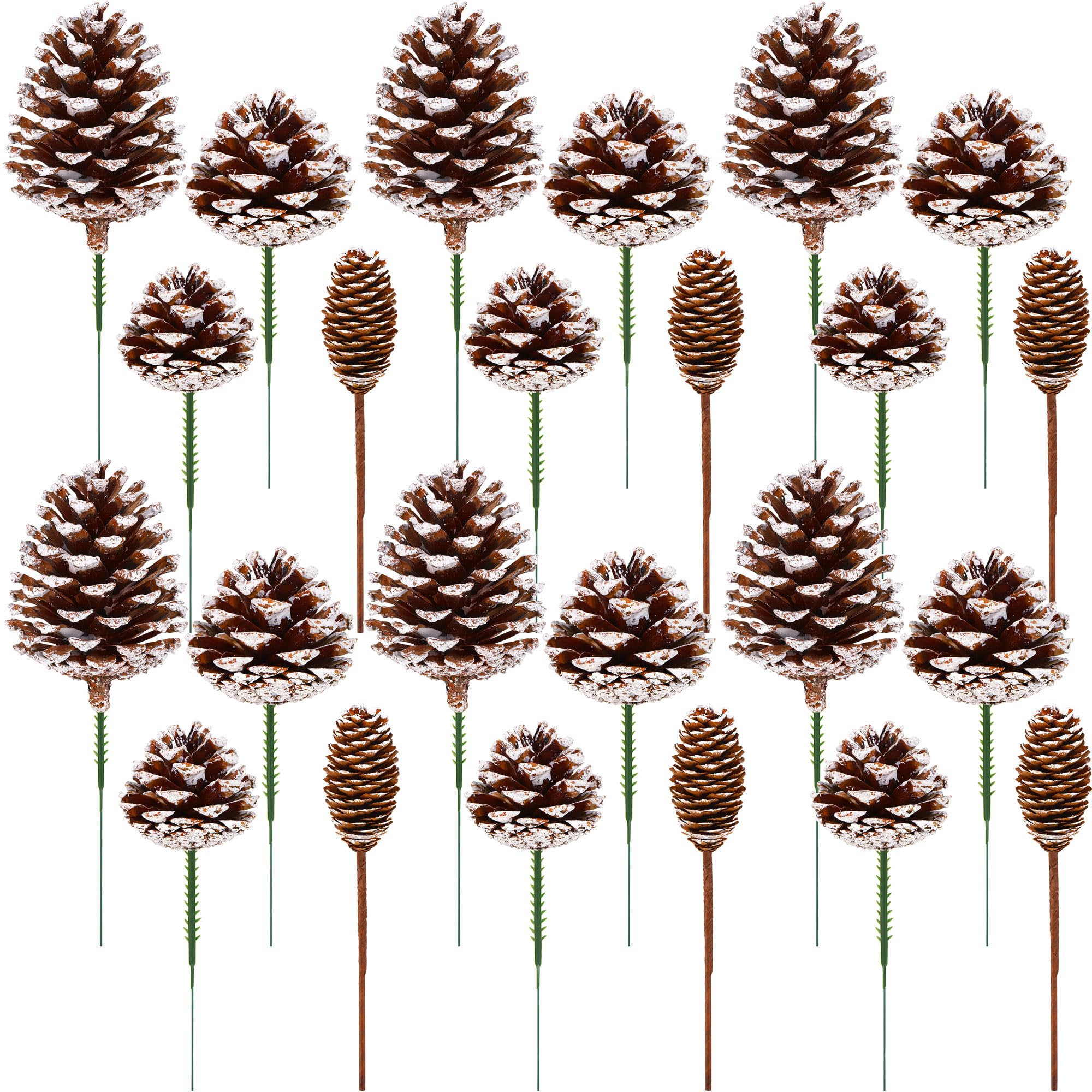 Fovths 42 Pieces Natural Christmas Pine Cones Assorted Sizes 1.6-4 Inch Tiny Pinecone with Wired Pick Christmas Rustic Pine Cones Bulk Ornaments for Christmas Tree Home Party Holiday Decoration