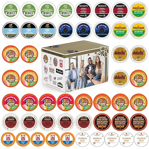 Vista 24 de Muestra de variedad de café, incluye cápsulas de café tostado oscuro, tostado medio y saborizado para máquinas Keurig K Cup, juego de regalo