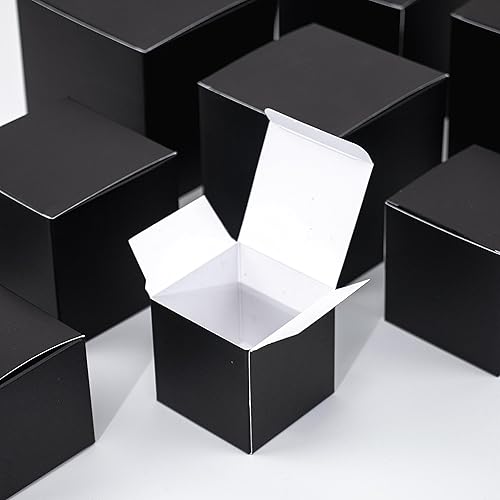 Miniatura 2 de Paquete de 20 cajas de regalo pequeñas cuadradas de papel negro con tapas, cajas de regalo de 4 x 4 x 4 para regalos, manualidades, cupcakes, bodas,