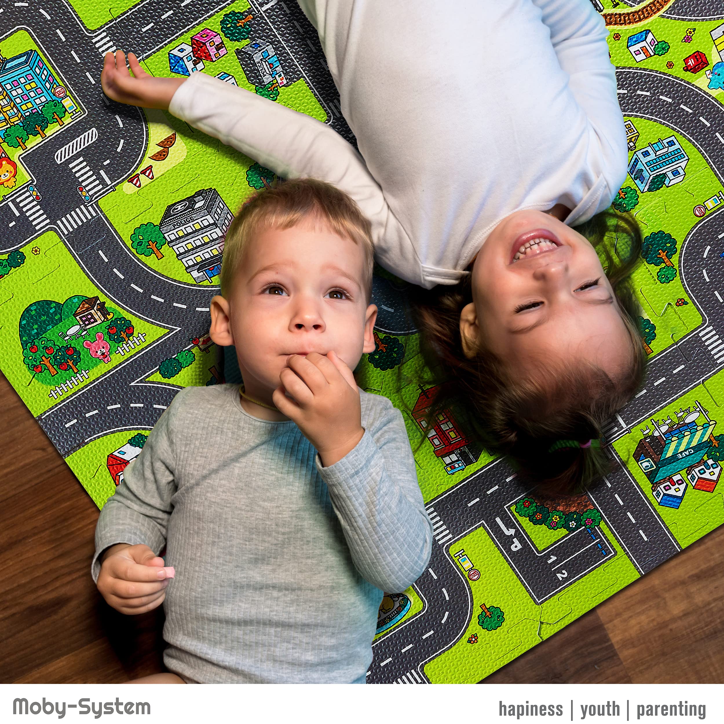 Moby-System Tappetino Puzzle per Bambini 90 x 90 x 1 cm - Inodore e Sicuro - Grande Tappetino da Gioco per Ragazzi e Ragazze - Senza Sostanze Tossiche