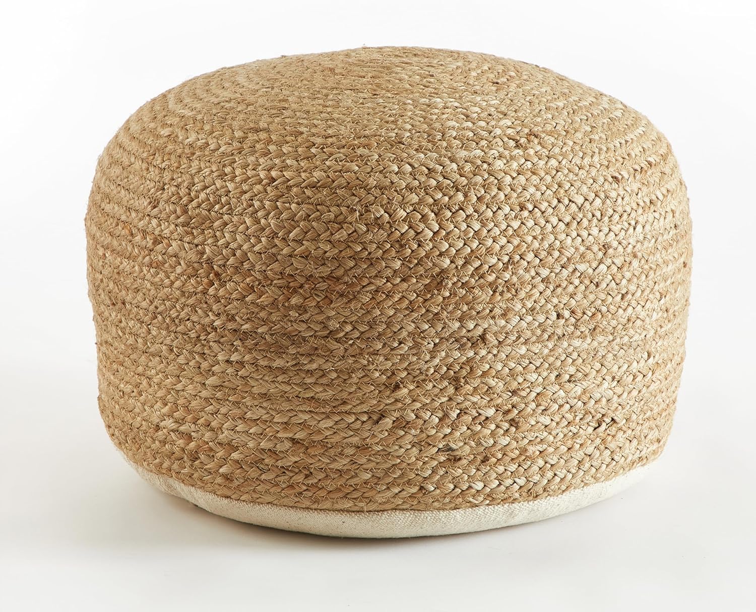 Urban Lifestyle Circular Natural Jute Braided Pouf Ottoman and Footrest, 18"x18"x10"H