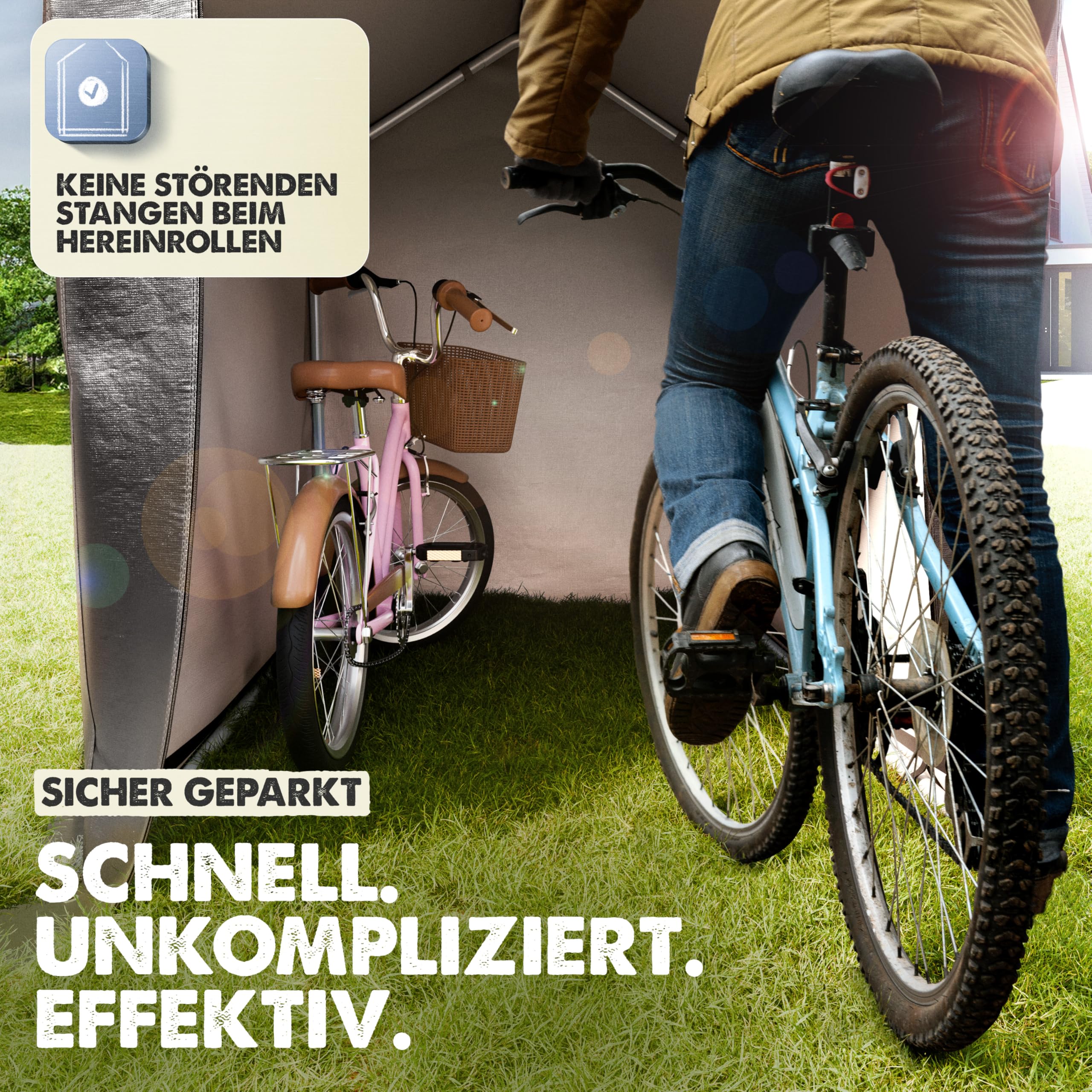 Fahrradgarage 172 x 163 x 120 cm, Aufbau ohne Schrauben, Zeltgarage | Gerätehaus und Fahrradschuppen, Foliengerätehaus und Gartenhütte für den Garten