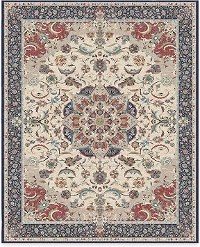 RUGGABLE Washable Vintage Area Rug Sima Royal Blue 8x10, Stain-Resistant, Non-Slip Large Machine Washable Rugs for Living Room, Bedroom, Hallway, Entryway & Officewith Cushioned Pad