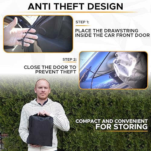 Miniatura 7 de EcoNour Cubierta de parabrisas para hielo y nieve (paquete de 4)  Cubierta de nieve de invierno duradera con espejo lateral y cubiertas de