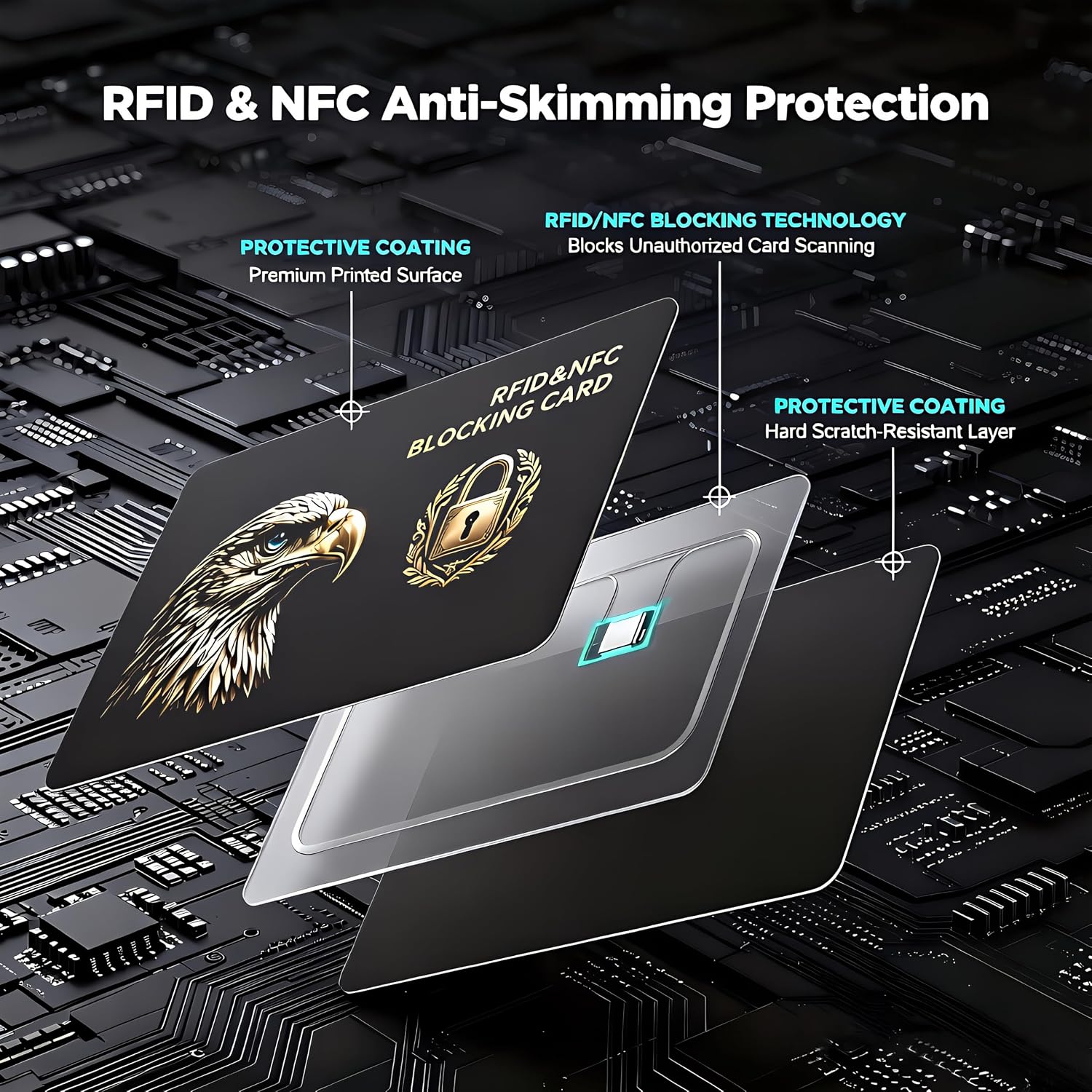2 Pack RFID Blocking Card, One Card Protects Entire Wallet Purse, NFC Contactless Bank Debit Credit Card, Anti-Theft NFC Contactless Blocker, Theft for Men & Women-Black