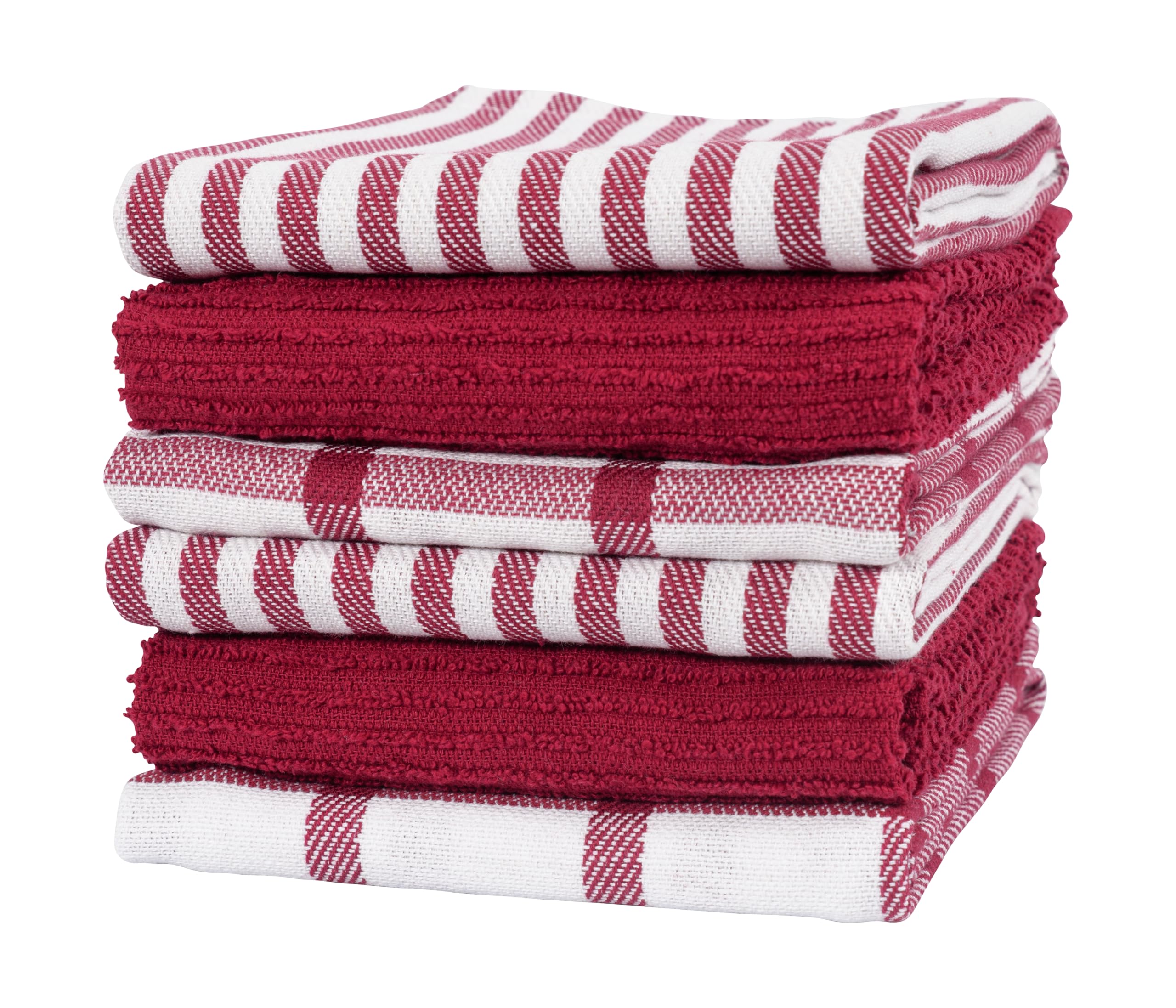 KAF Home Premium Kitchen Towels (18" x 28"), Large 100% Cotton, Flat & Terry Absorbent Dish Towel Set (Red, 18 x 28-6 Pack) — image 1