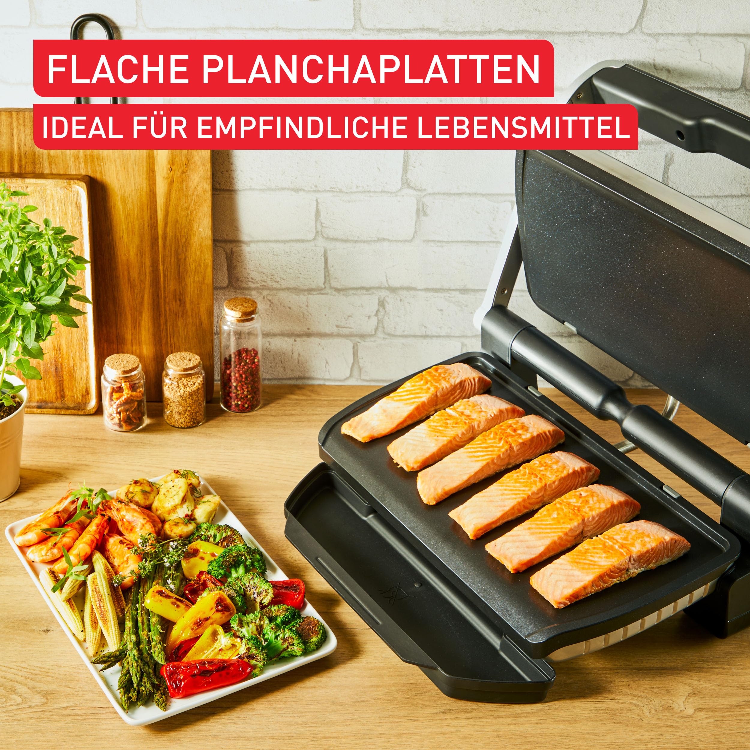 Tefal Plancha-Platten XL, kompatibel mit OptiGrill+ XL, für empfindliche Zutaten, antihaftbeschichteter Aluminium-Druckguss, Schwarz, XA729810