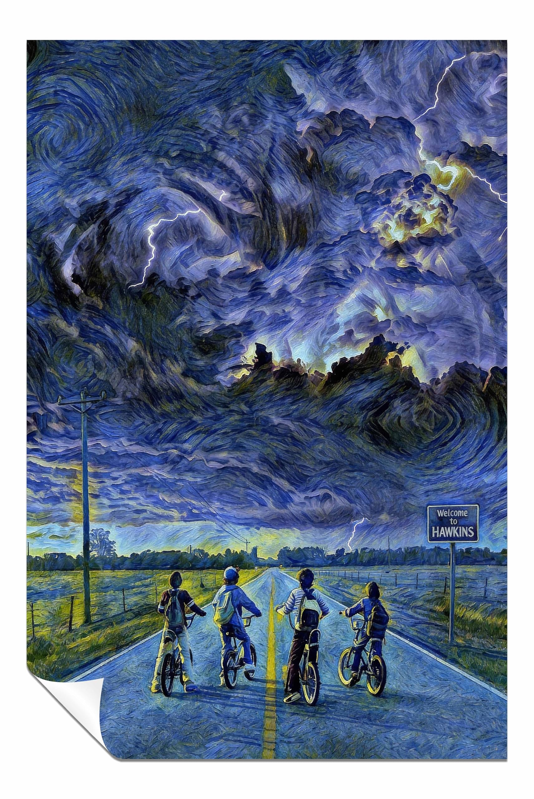 Stranger Things Starry Night Poster Van Gogh Inspired TV Art Unframed Poster Print, Pictures for Home Walls, Bedroom, Living Room & Bathroom Decor 76x51cm (30x20in)