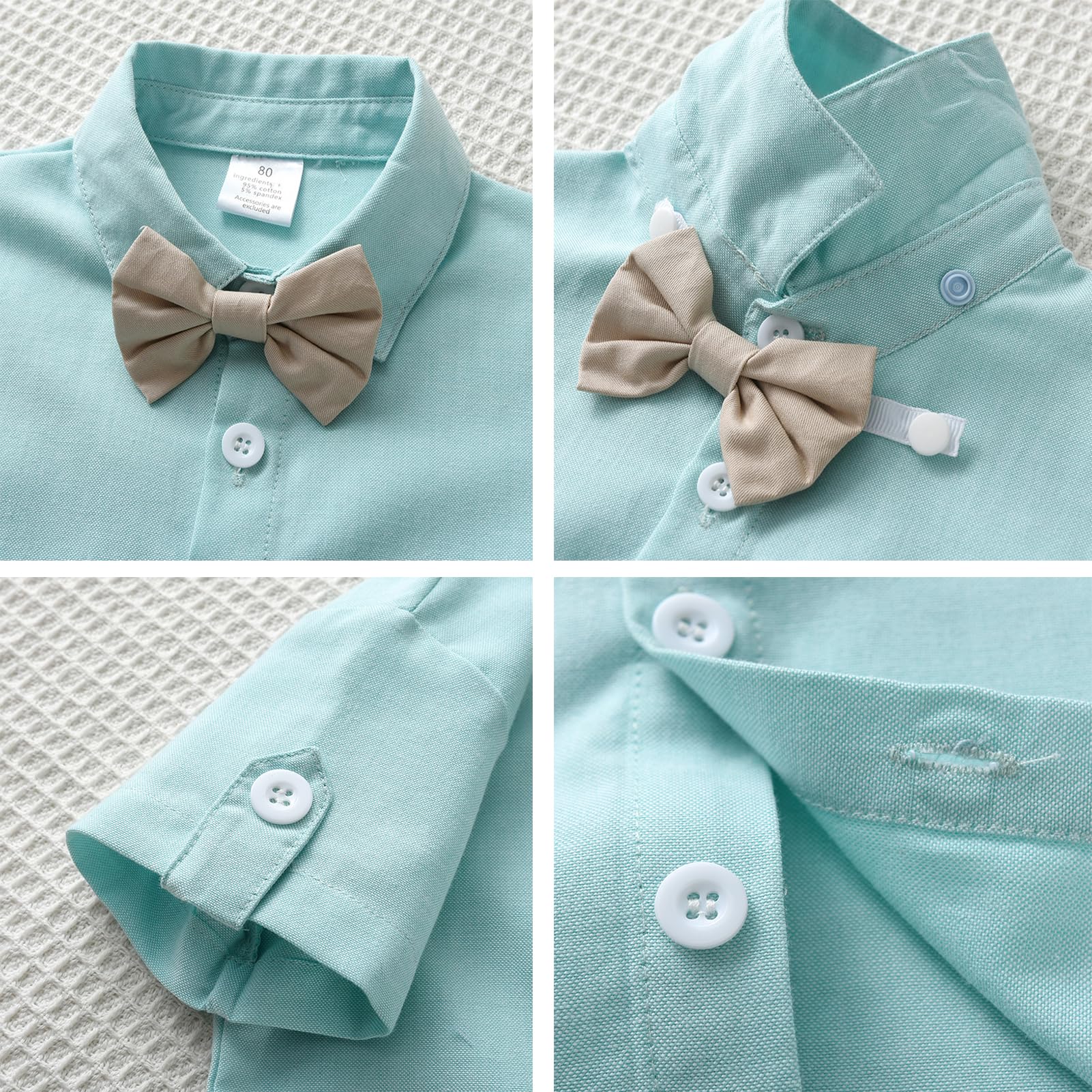 Gajaous Baby Jungen Gentleman Anzüge, Kinder Kurzarm Bowtie Shirt Strampler + Hosenträger Shorts Overalls Festliche Taufe Hochzeit Gentleman Shorts Set