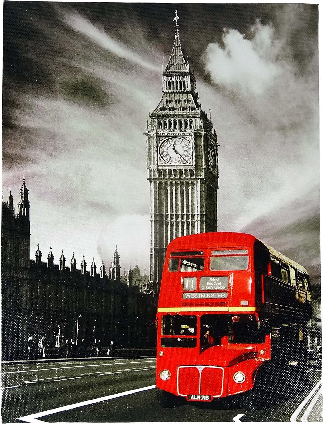Canvas Print of London Big Ben and the Red Bus - Ready to go on the Wall